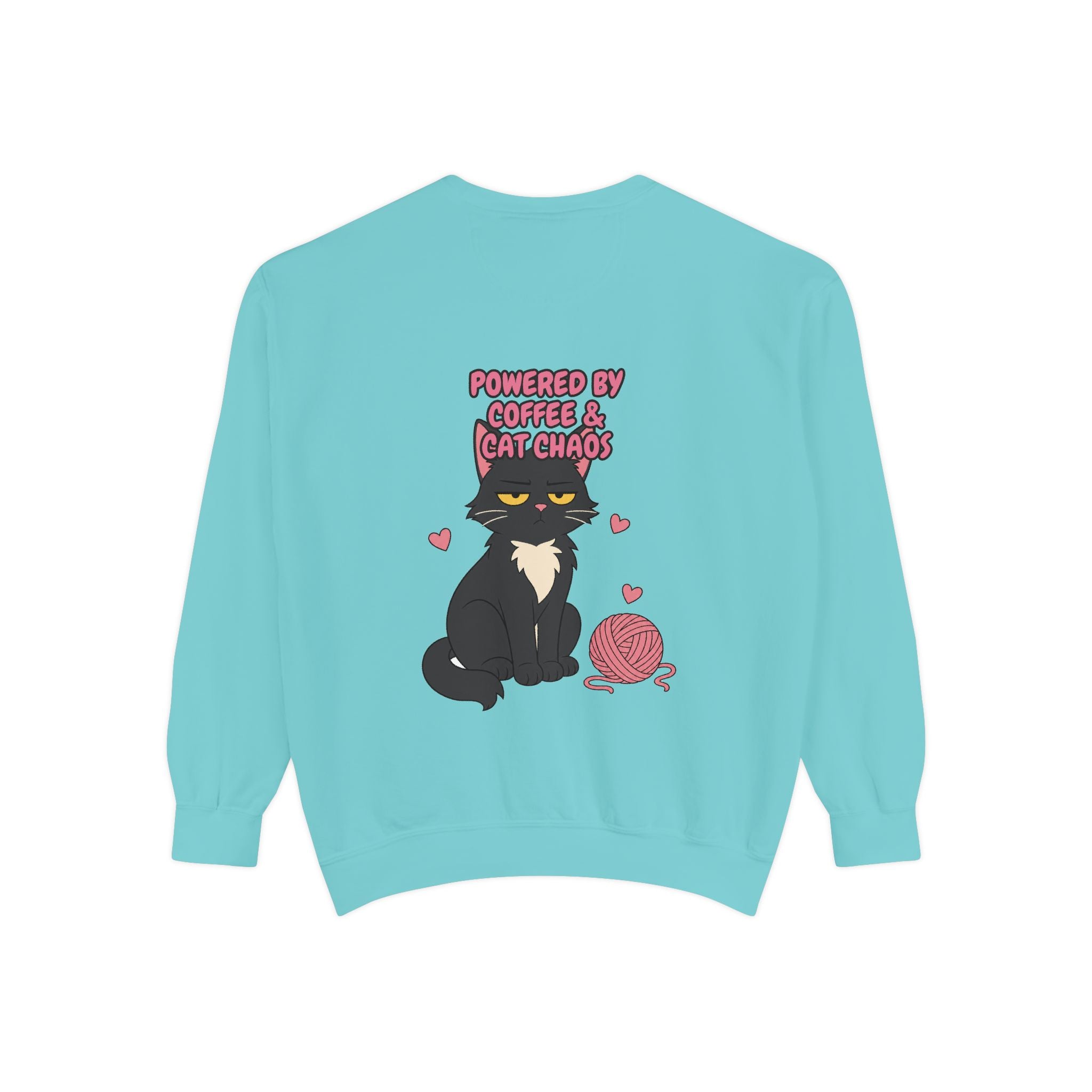 Powered By Coffee and Cat Chaos Shirt, Funny Cat Mom Coffee Tee, Cat Lover Gift, Cat Owner Sweatshirt