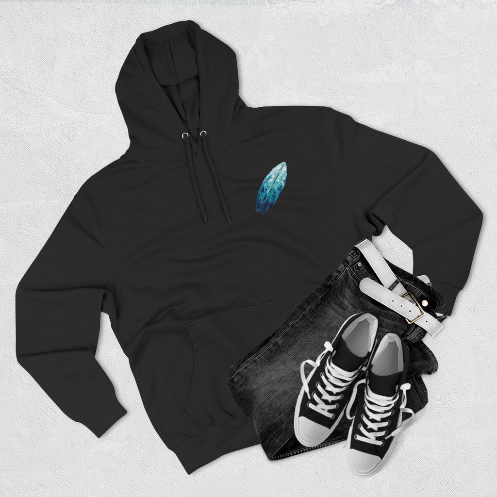 Surf Dog Hoodie — Cute White Dog Riding a Blue Surfboard Pullover