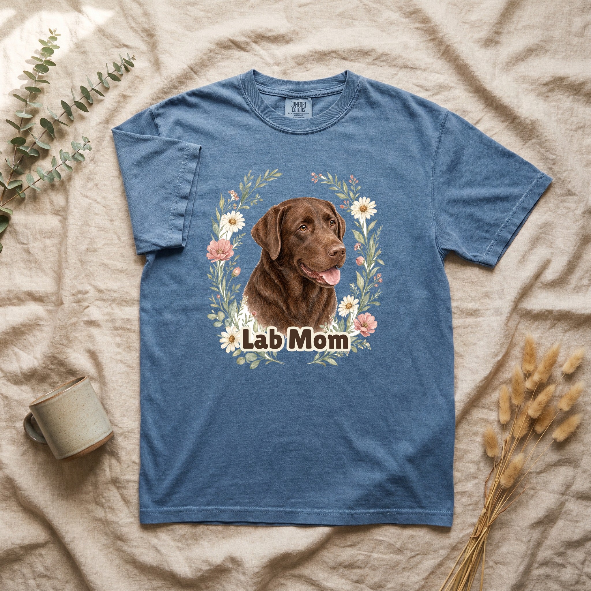 Chocolate Lab Mom Shirt, Labrador Mom Tee, Dog Mom Gift, Wildflower Dog Lover Sweatshirt, Cute Dog Owner Gift