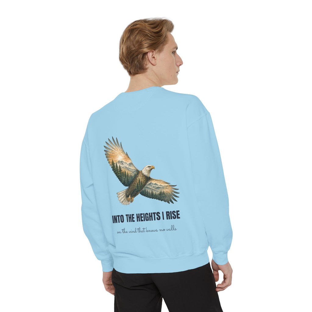 Into the Heights I Rise Shirt, Eagle Double Exposure Tee, Mountain Wilderness Adventure Gift, Woodland Nature Sweatshirt