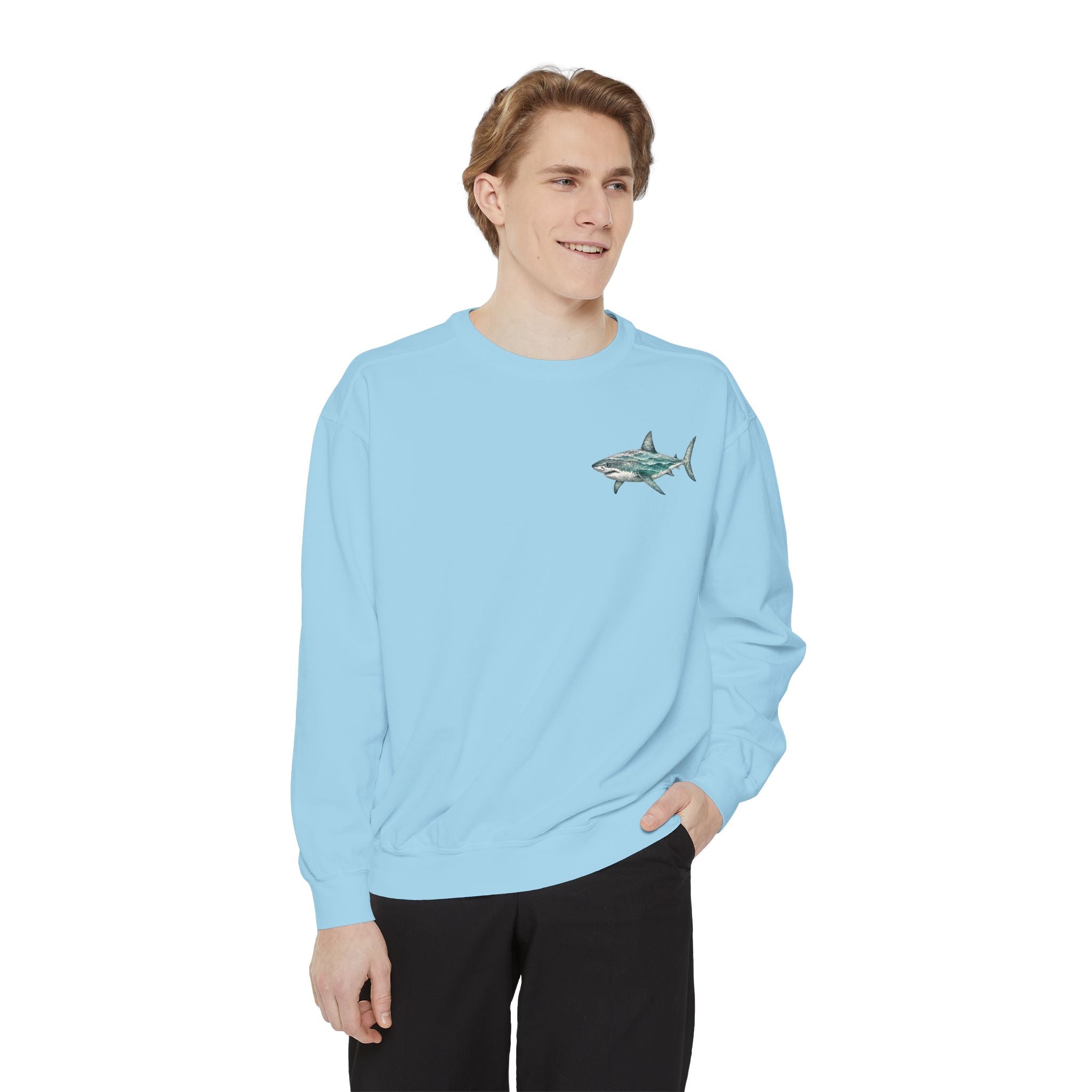 Into the Blue I Surge Shirt, Great White Shark Double Exposure Tee, Ocean Diver Sea Life Gift, Nautical Sweatshirt