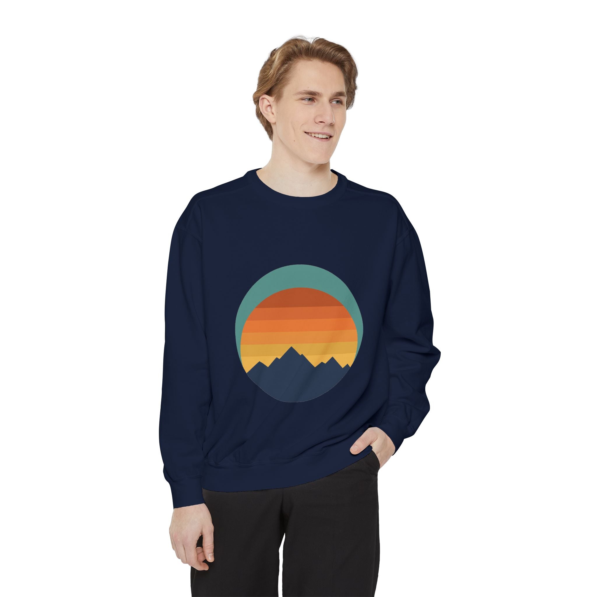 Retro Sunset Mountain Shirt, Vintage Nature Tee, Hiking Outdoor Gift, 70s Landscape Sweatshirt
