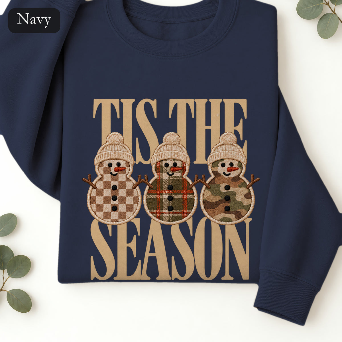 Plaid Snowmen Trio Crewneck Sweatshirt | Cozy Winter Snowman Design