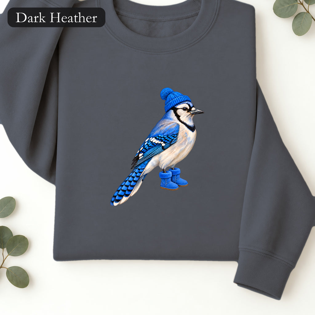 Blue Jay Illustration Crewneck Sweatshirt | Bird Graphic, Nature Theme