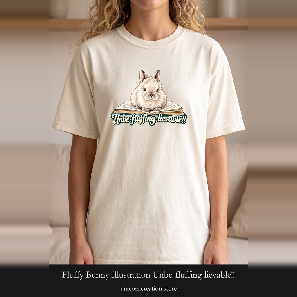 Fluffy Bunny Illustration Unbe-fluffing-lievable!! Shirt | Cute Rabbit Tee