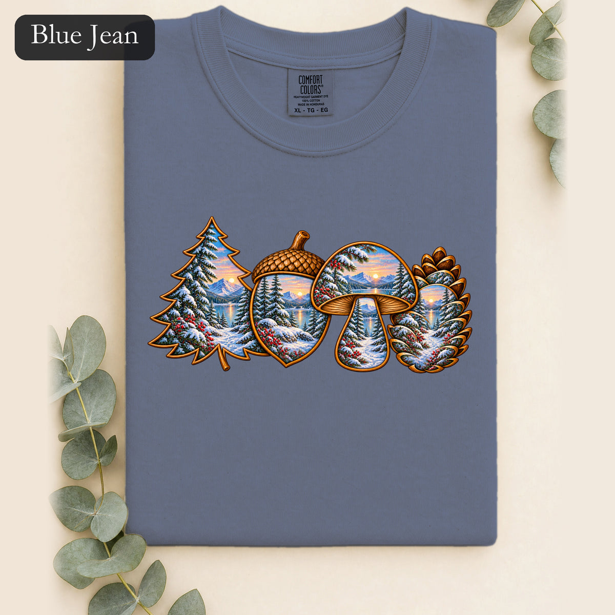 Winter Forest Tee, Vintage Cabin Nature Shirt