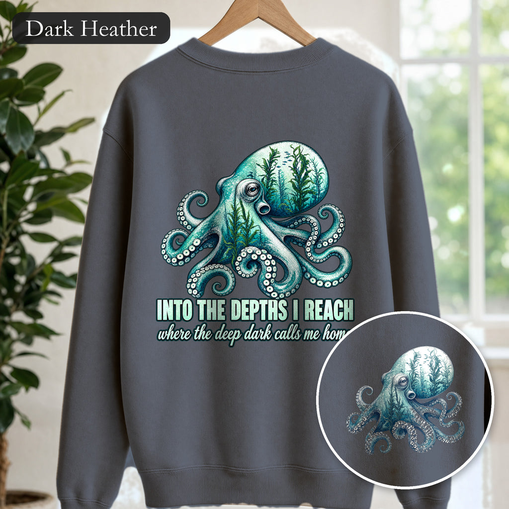 Into the Depths I Reach Shirt, Octopus Double Exposure Tee, Ocean Diver Sea Life Gift, Nautical Marine Sweatshirt