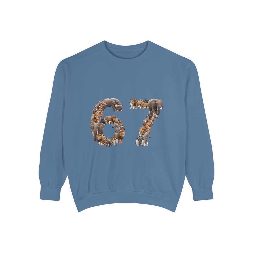 67 Zoo Animals Shirt, Funny 67 Meme Tee, Trendy Animal Number Gift, Giraffe Elephant Lion Sweatshirt