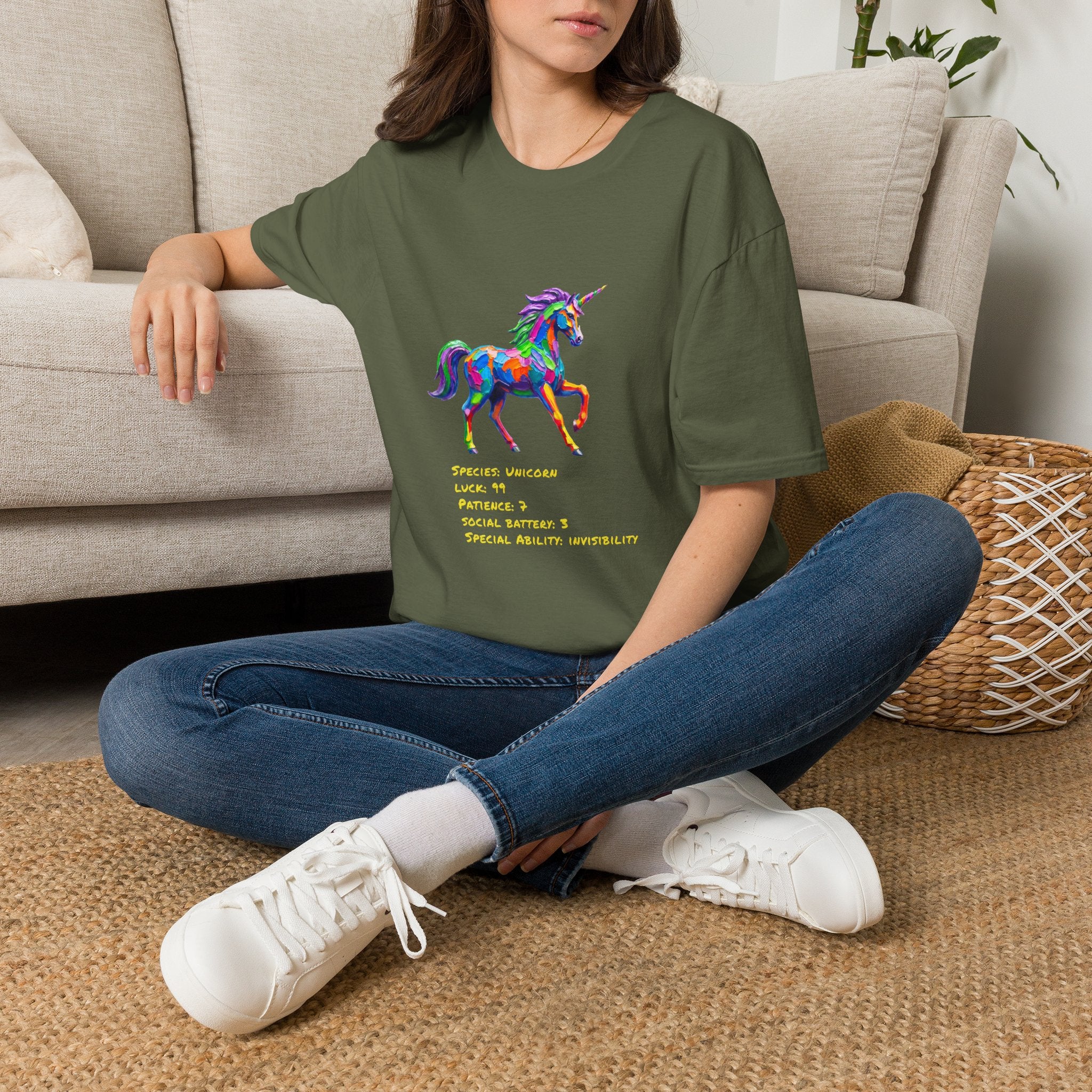 Unicorn Stat Card Shirt — Special Ability: Invisibility, RPG Tee