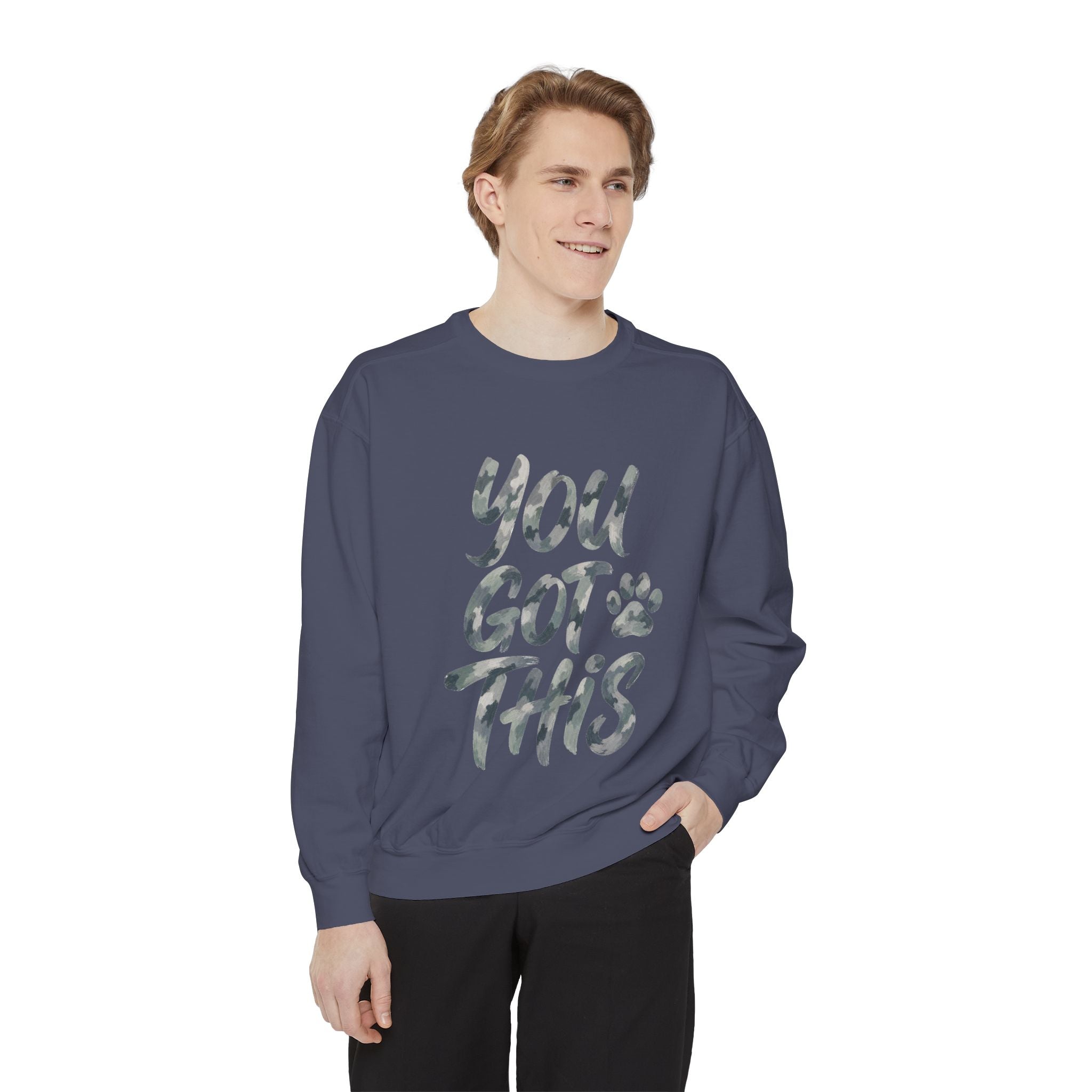 You Got This Shirt, Camo Motivational Tee, Encouragement Mental Health Gift, Positive Vibes Paw Print Sweatshirt
