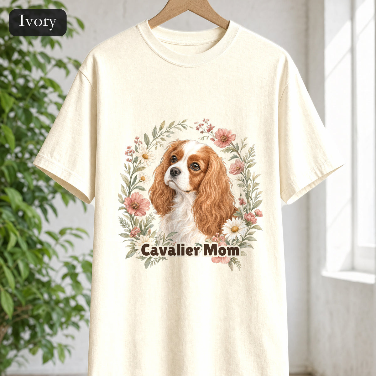 Cavalier Mom Shirt, Cavalier King Charles Spaniel Tee, Dog Mom Gift, Wildflower Dog Lover Sweatshirt