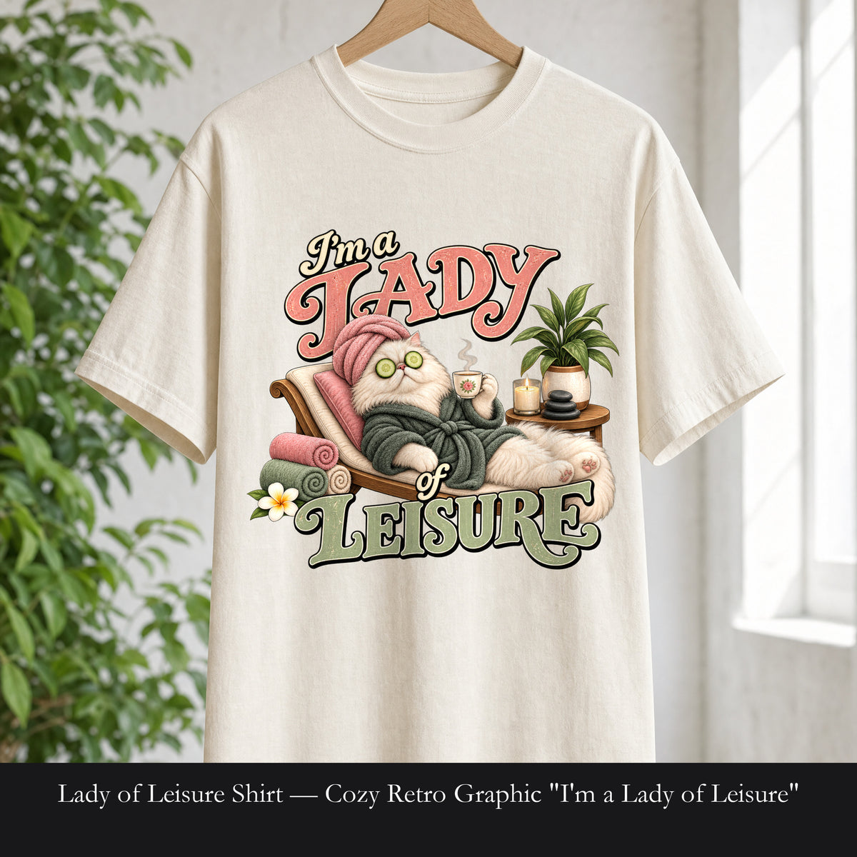 Lady of Leisure Shirt — Cozy Retro Graphic "I'm a Lady of Leisure"