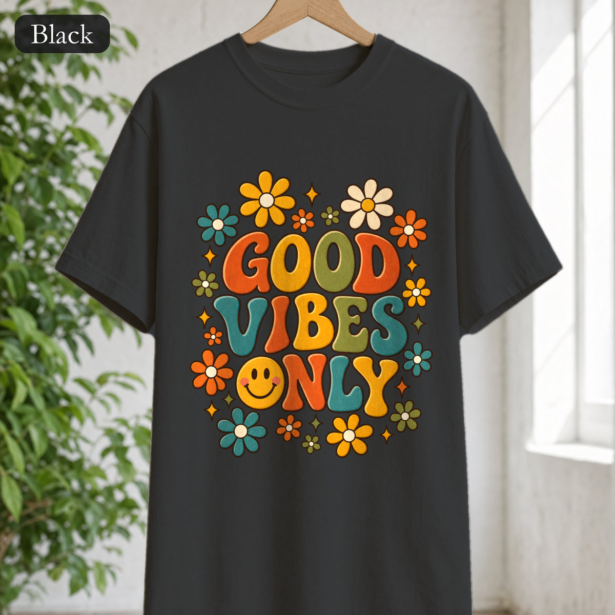 Good Vibes Only Shirt, Retro Groovy Tee, 70s Aesthetic Gift, Positive Affirmation Sweatshirt