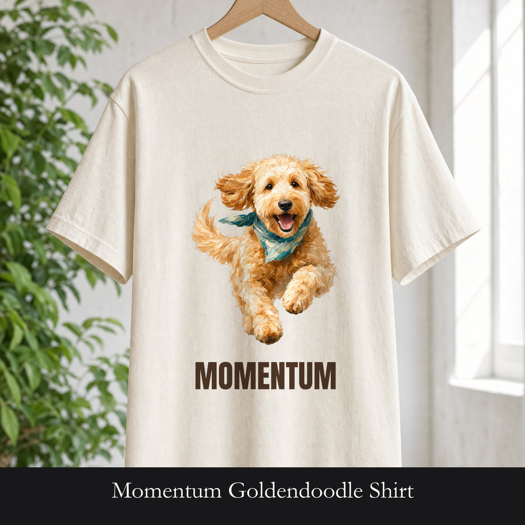 Momentum Goldendoodle Shirt, Running Doodle Dog Tee, Funny Doodle Dog Mom Gift, Painterly Dog Lover Sweatshirt