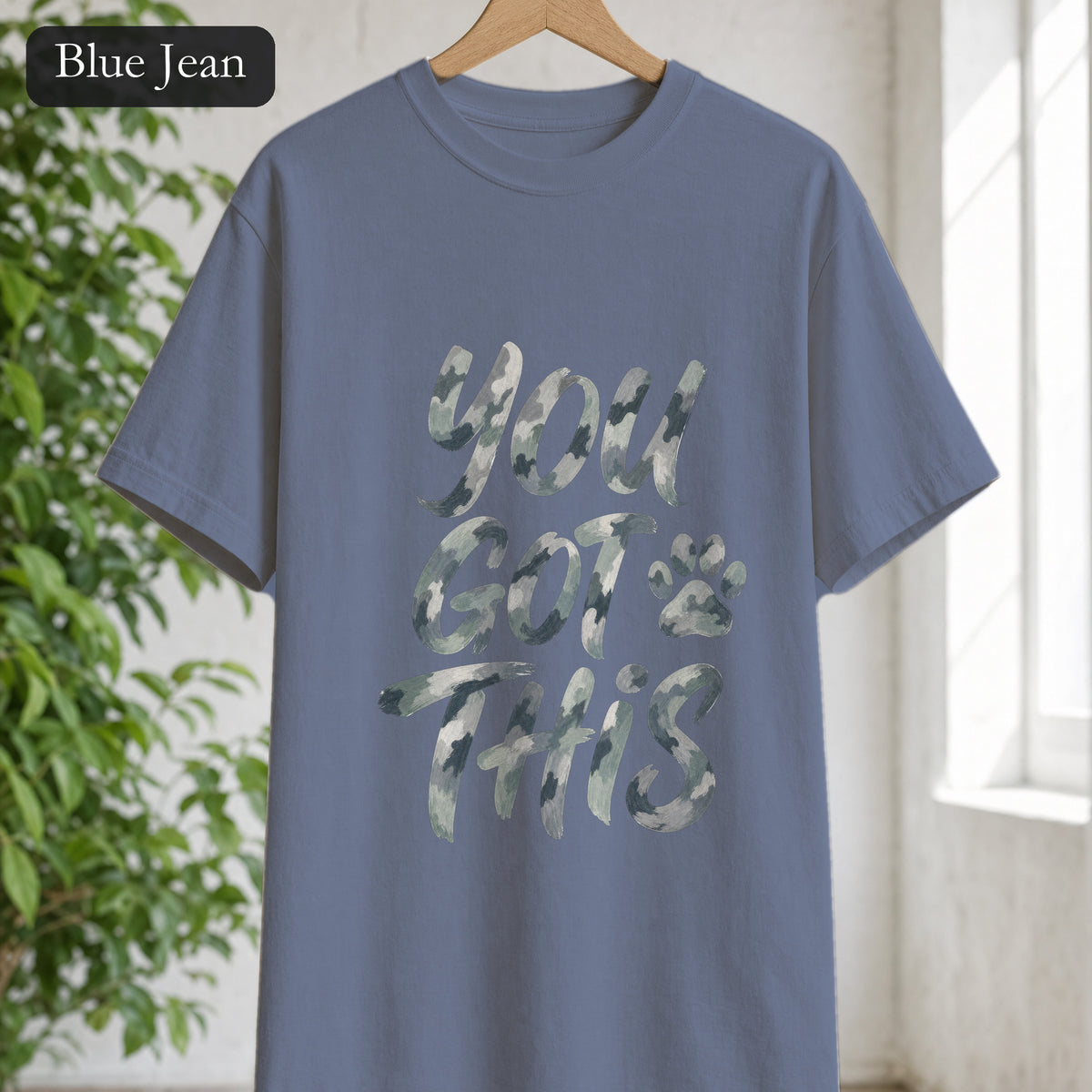 You Got This Shirt, Camo Motivational Tee, Encouragement Mental Health Gift, Positive Vibes Paw Print Sweatshirt