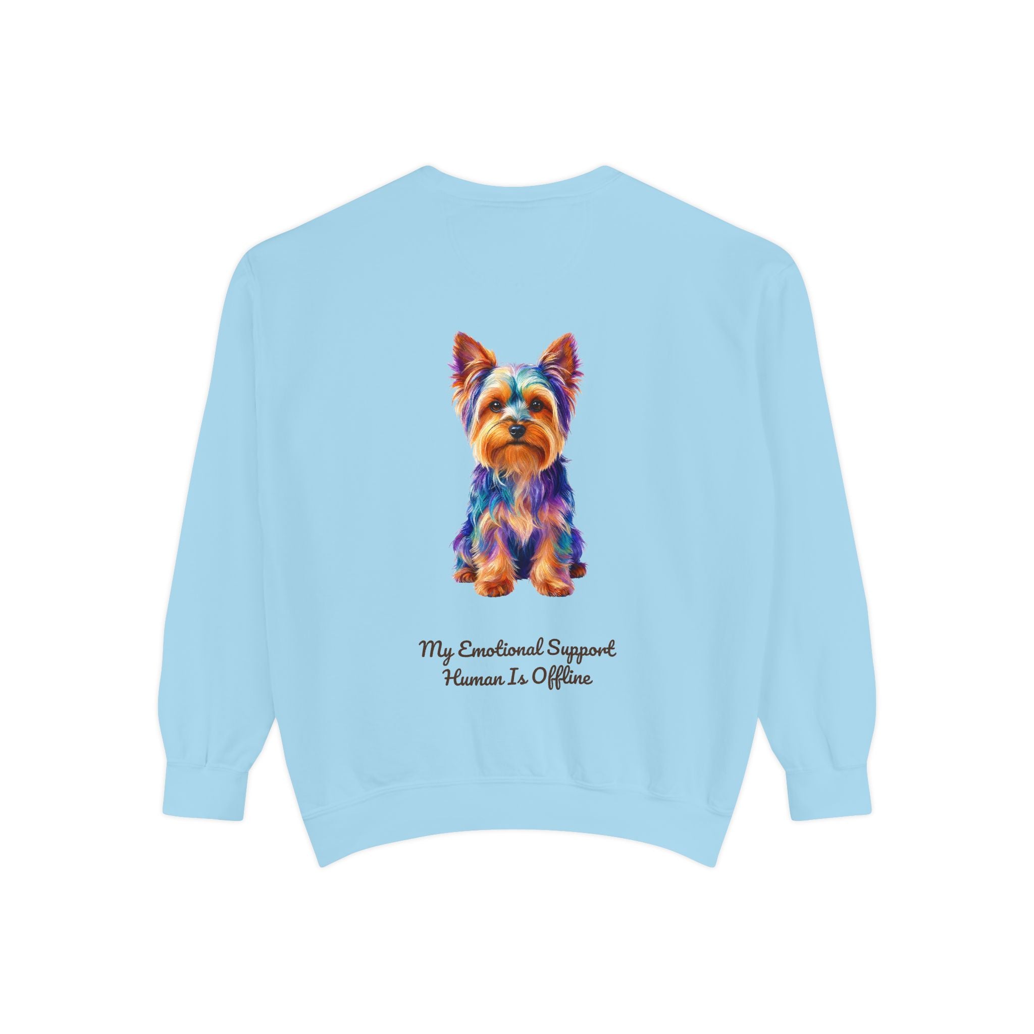 Yorkie Shirt, My Emotional Support Human Is Offline Tee, Funny Yorkshire Terrier Dog Mom Gift, Dog Lover Sweatshirt