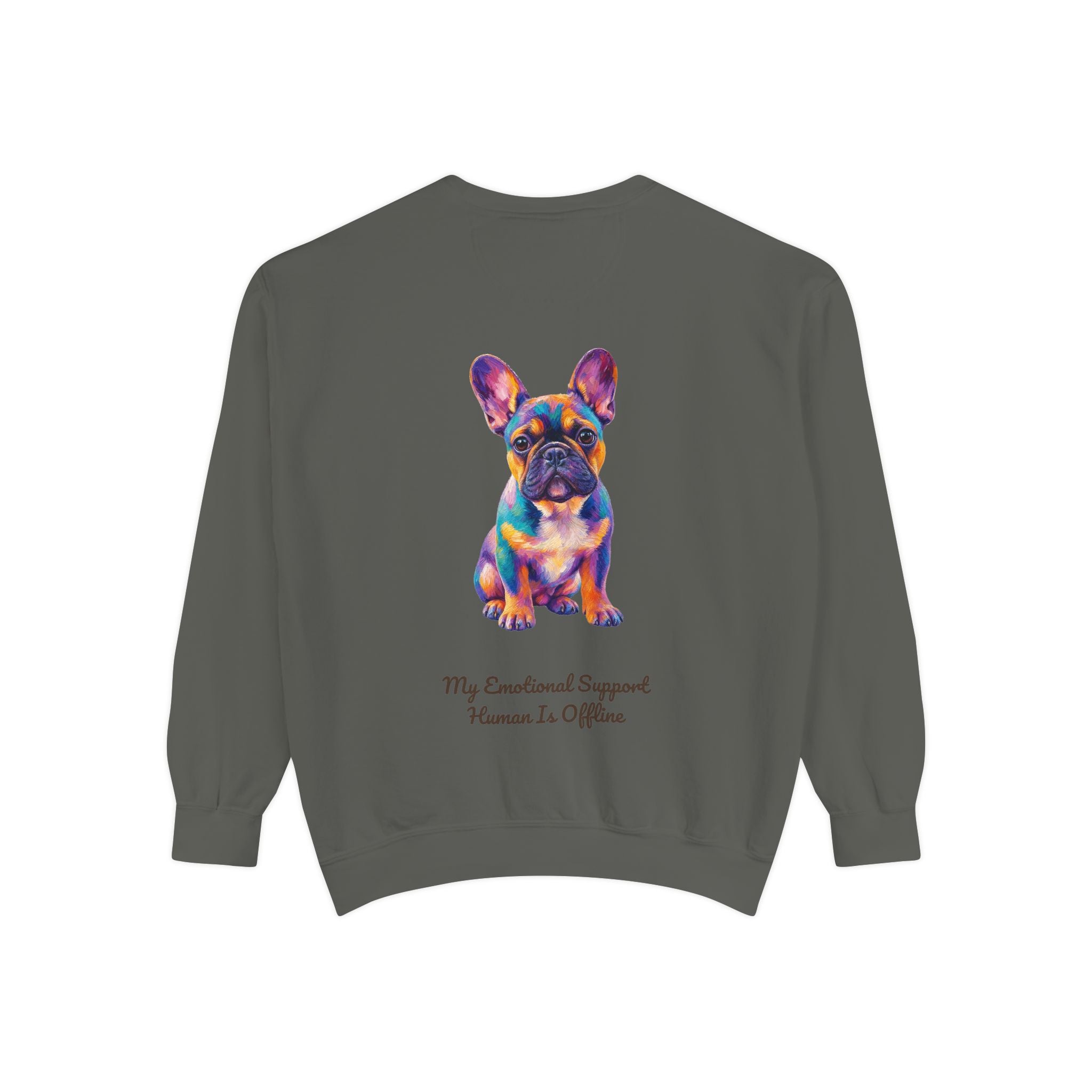 French Bulldog Shirt, My Emotional Support Human Is Offline Tee, Funny Frenchie Dog Mom Gift, Painterly Dog Lover Sweatshirt