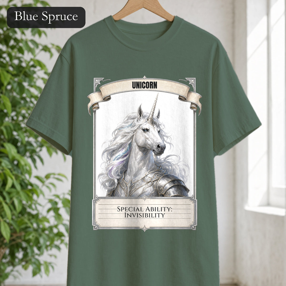 Unicorn Invisibility Stat Card Shirt, Funny RPG Gamer Tee, Tabletop D20 Fantasy Gift, Dungeon Dice Sweatshirt