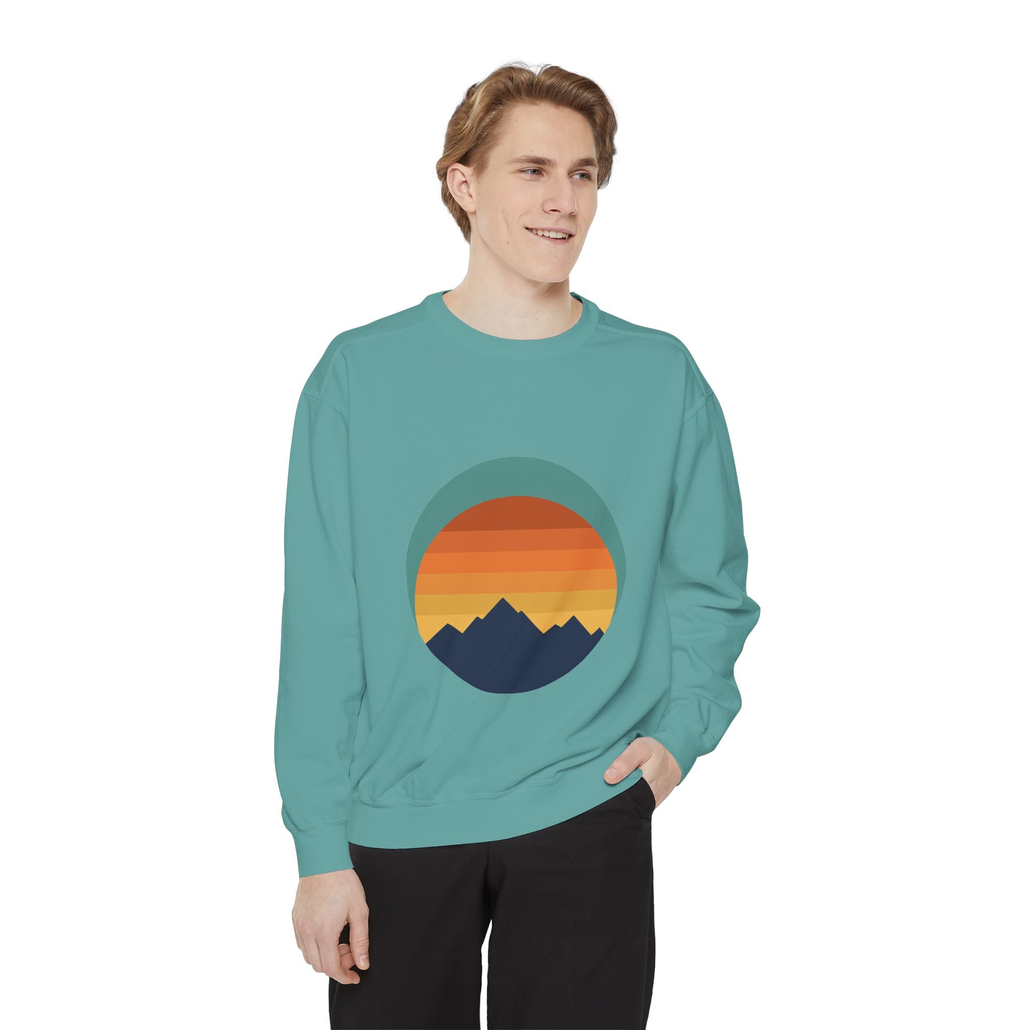Retro Sunset Mountain Shirt, Vintage Nature Tee, Hiking Outdoor Gift, 70s Landscape Sweatshirt