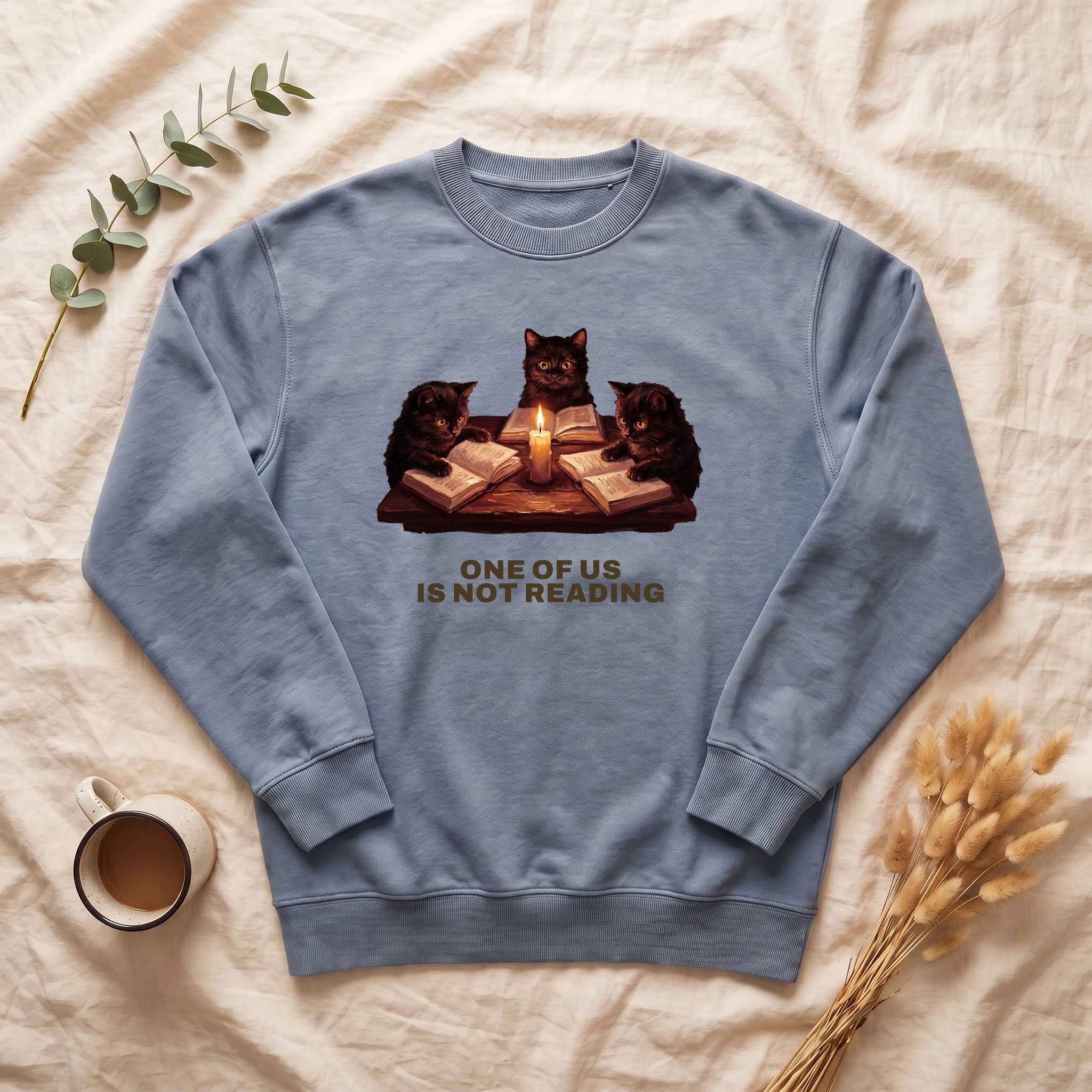 Book Club Cats Sweatshirt, One Of Us Is Not Reading Crewneck, Funny Book Club Group Sweatshirt, Reader Cat Lover Gift