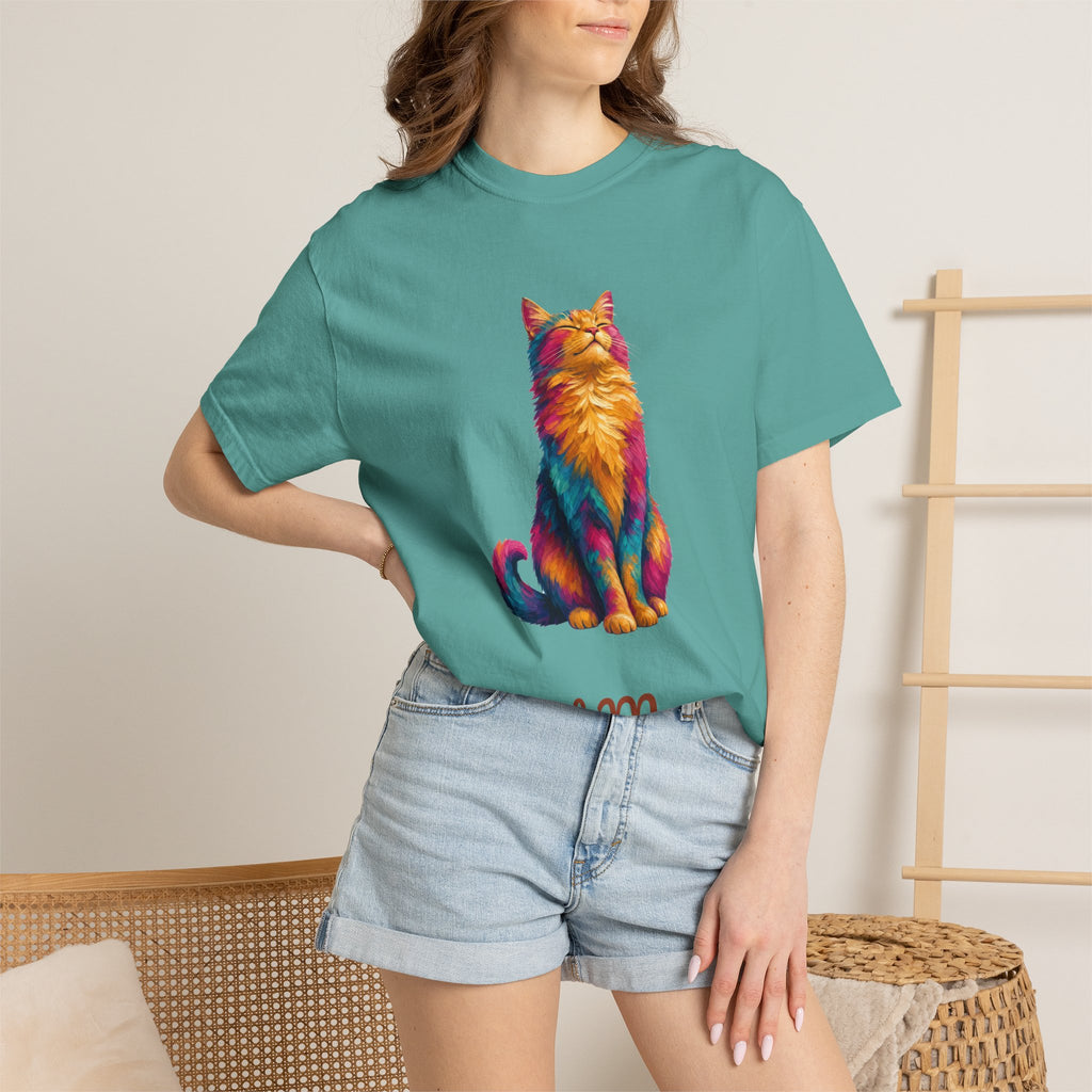 Cat Mom Shirt, Vibrant Painterly Cat Tee, Bold Cat Lover Gift, Colorful Cat Owner Sweatshirt
