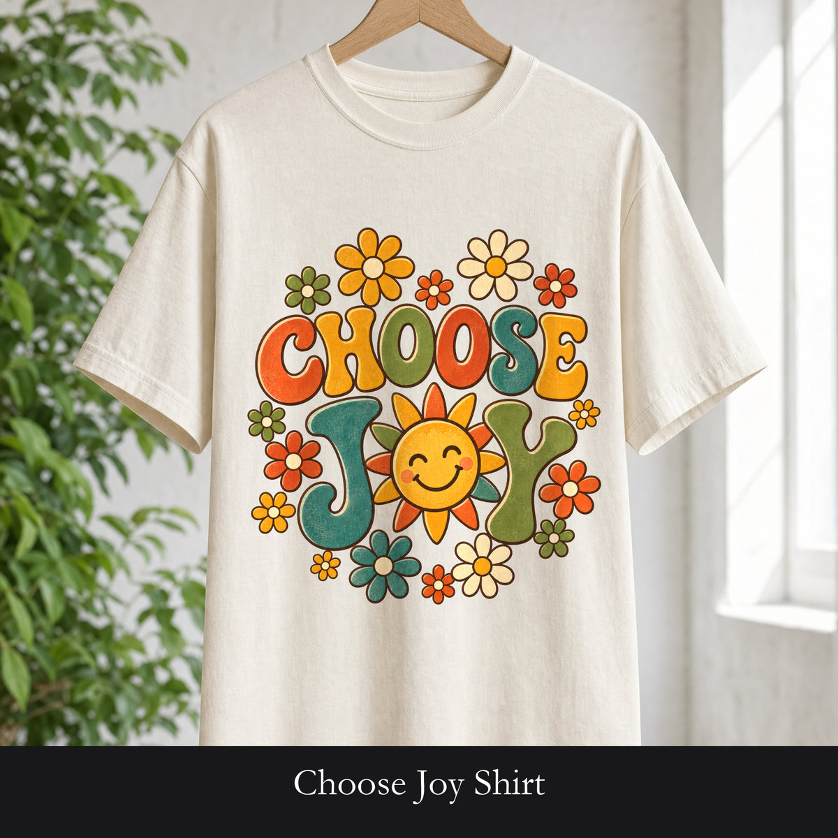 Choose Joy Shirt, Retro Groovy Tee, 70s Aesthetic Gift, Positive Affirmation Sweatshirt