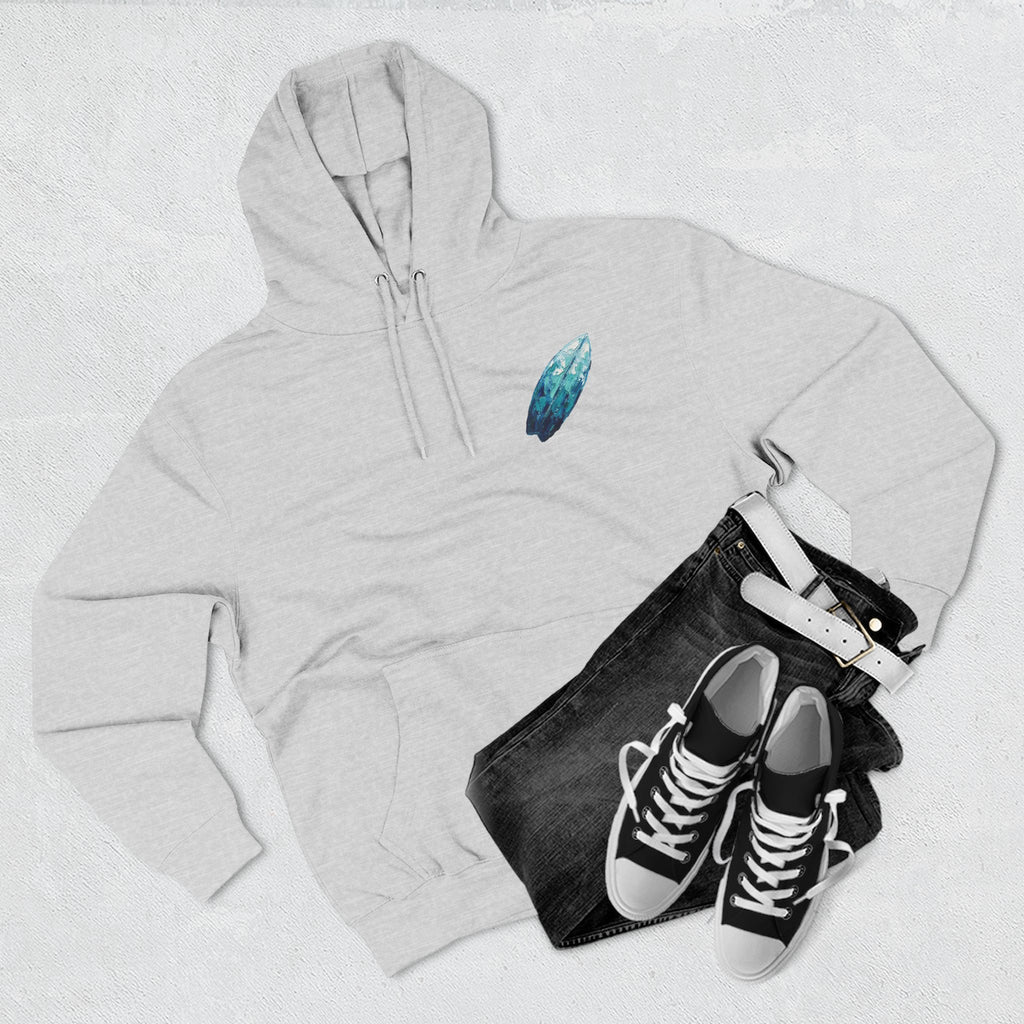 Surf Dog Hoodie — Cute White Dog Riding a Blue Surfboard Pullover