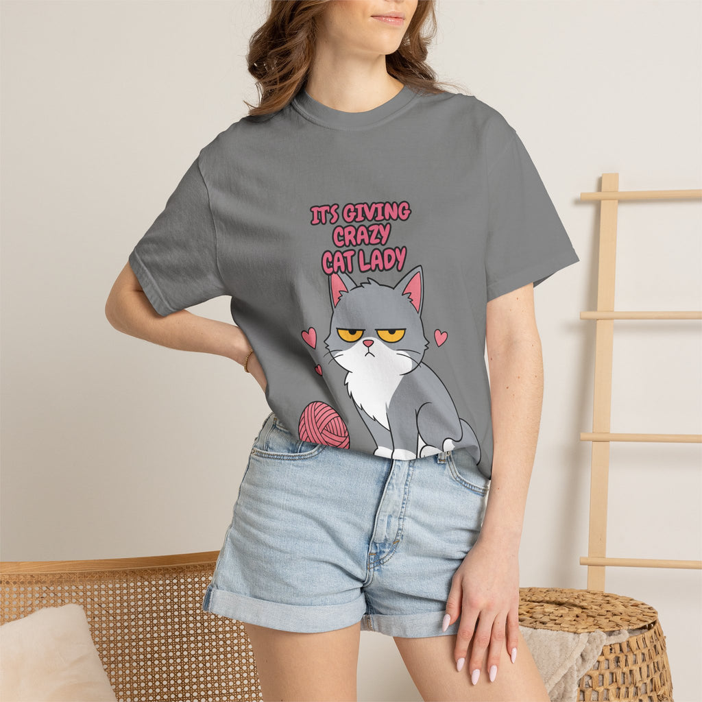 It's Giving Crazy Cat Lady Shirt, Grey Cat Mom Tee, Cat Lover Gift, Funny Cat Owner Sweatshirt