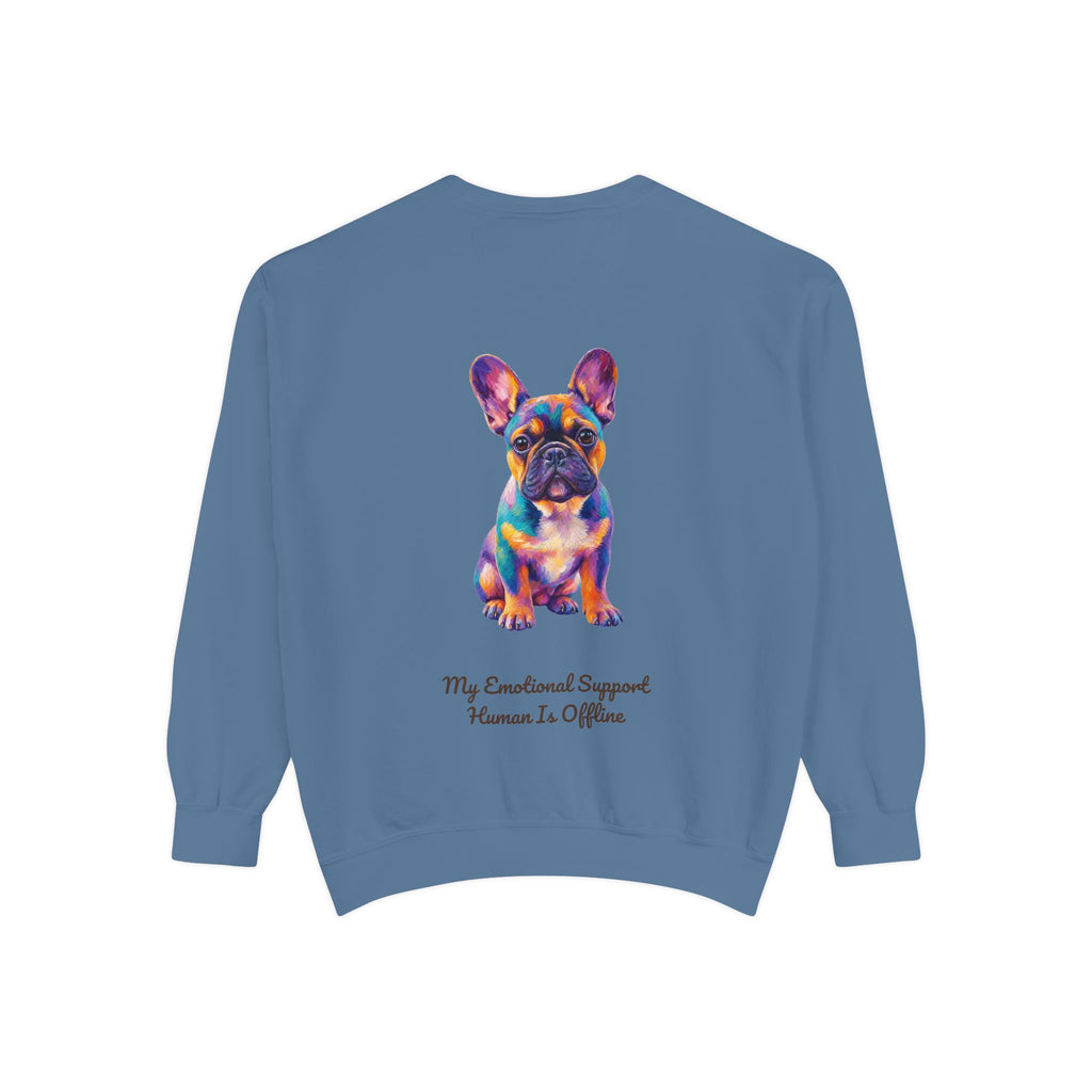 French Bulldog Shirt, My Emotional Support Human Is Offline Tee, Funny Frenchie Dog Mom Gift, Painterly Dog Lover Sweatshirt