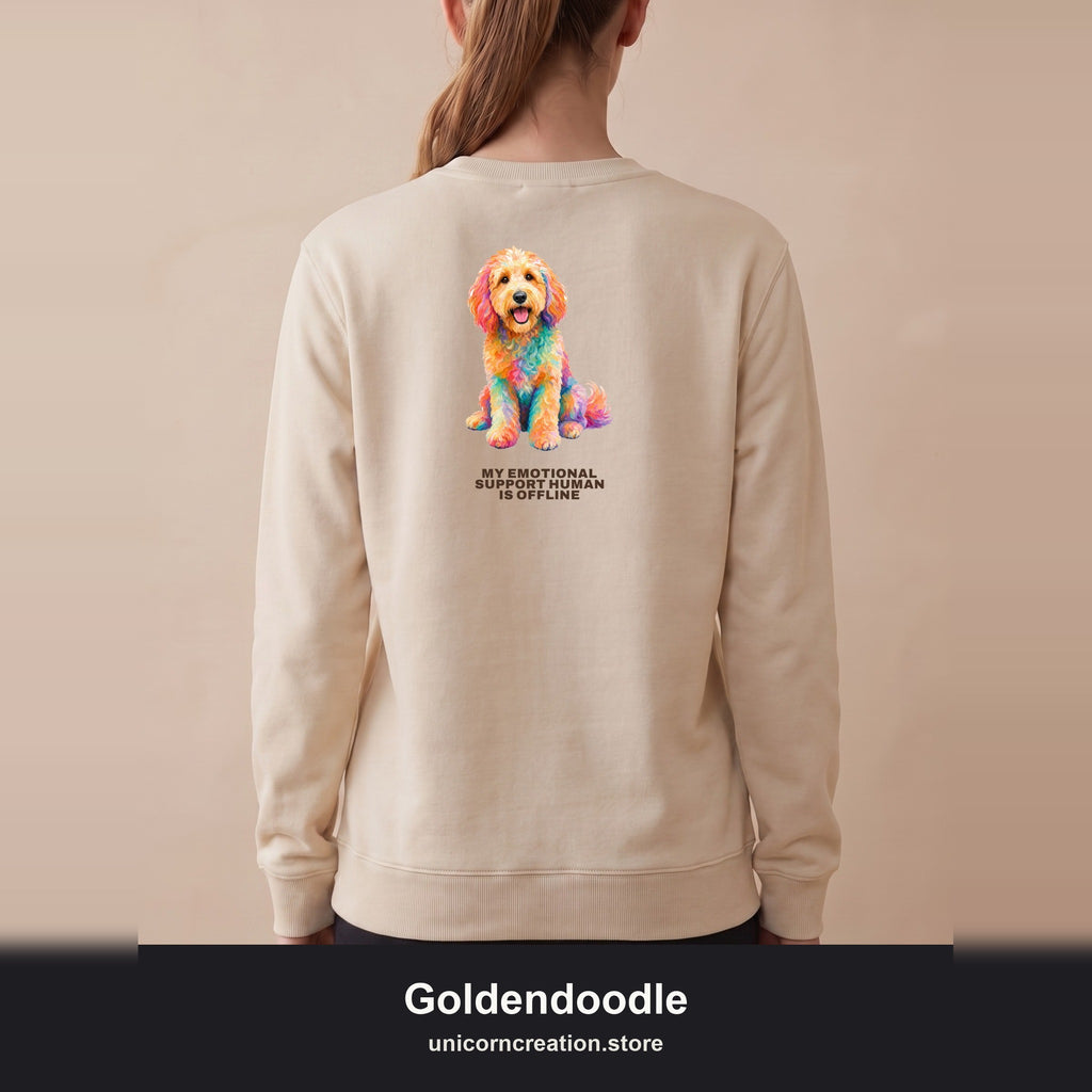 Goldendoodle Shirt, My Emotional Support Human Is Offline Tee, Funny Doodle Dog Mom Gift, Painterly Dog Lover Sweatshirt