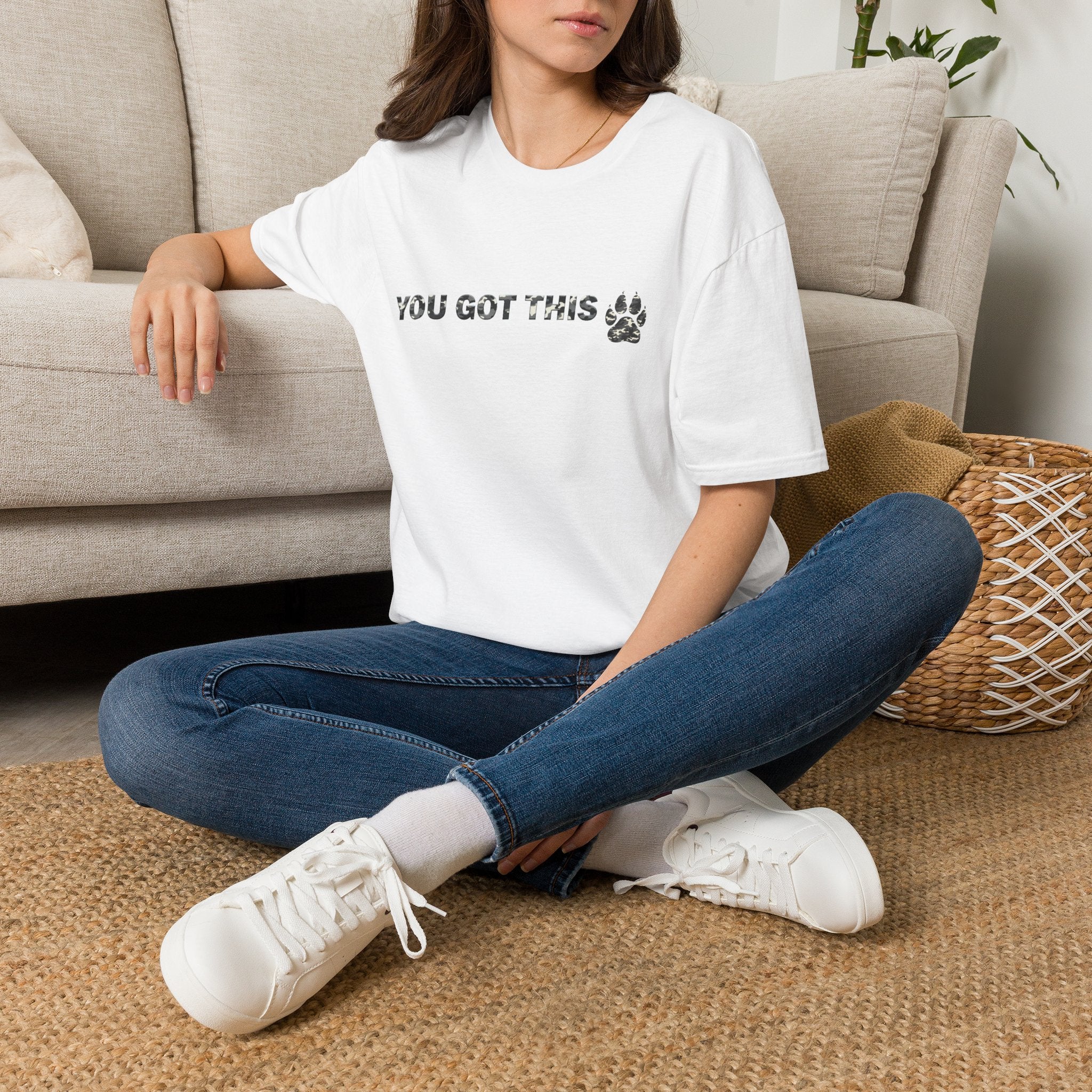 You Got This T-Shirt — Camo Encouragement Tee with Paw Print