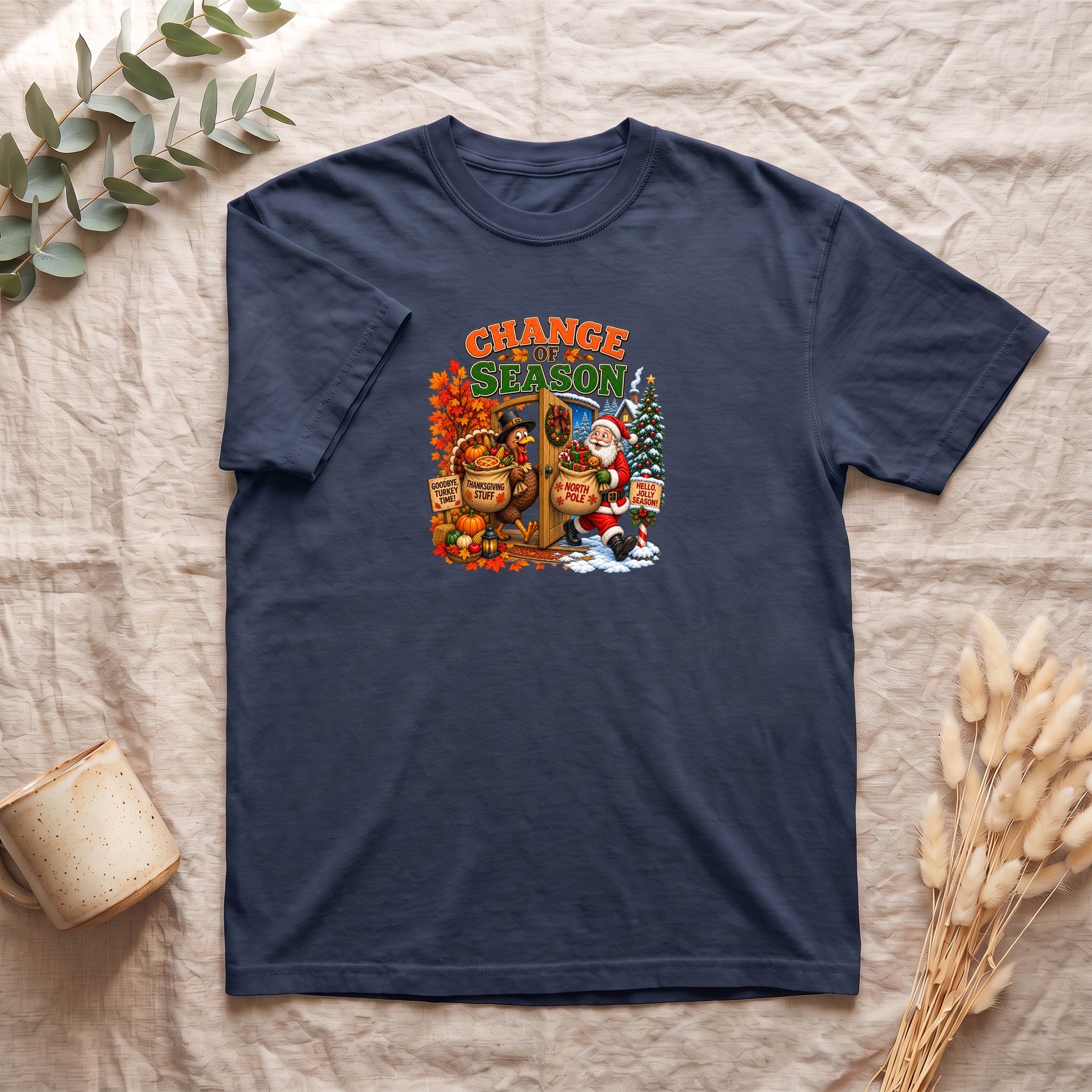 Change of Season Shirt | Fall to Winter Holiday Pumpkin Santa Design