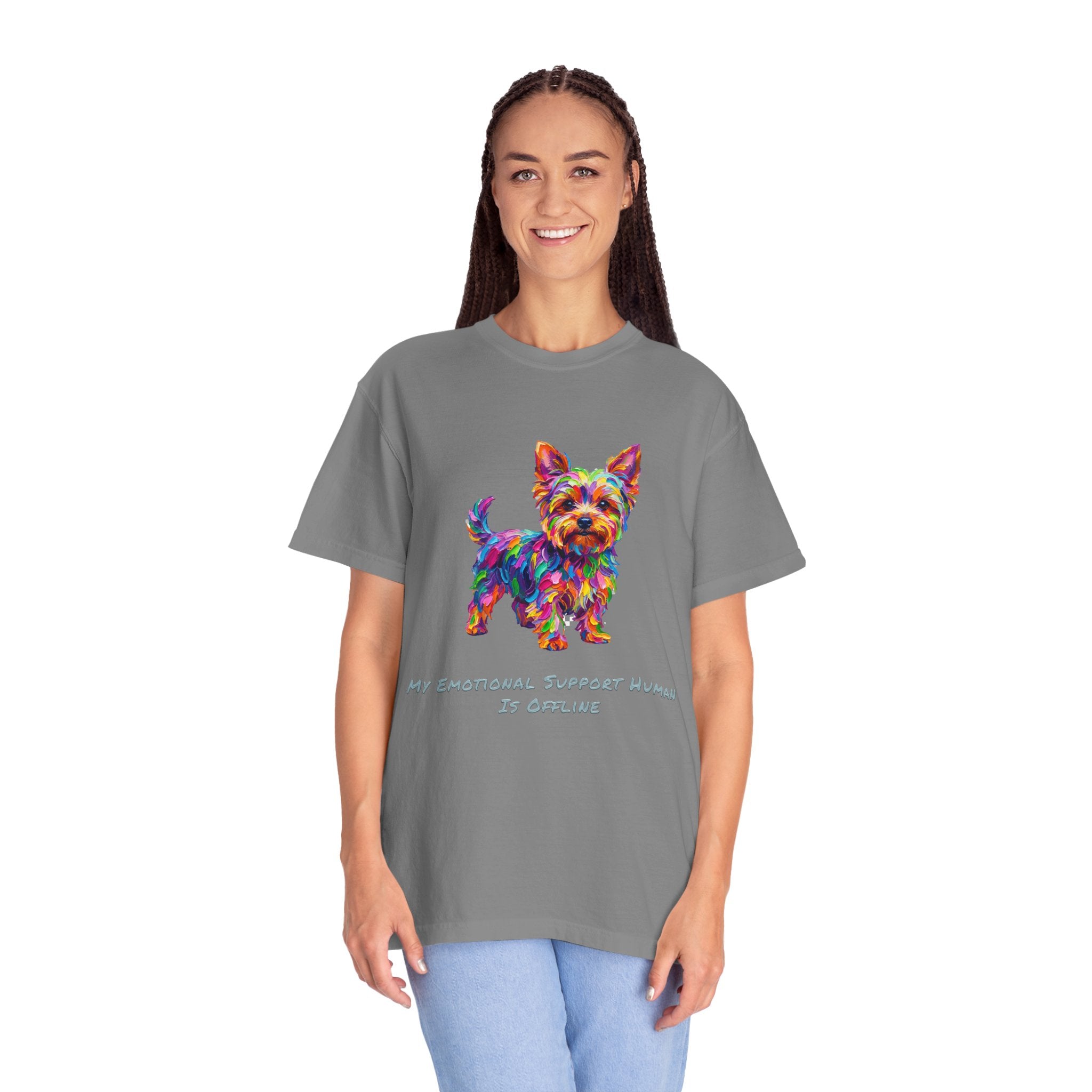 Yorkie T-Shirt — My Emotional Support Human Is Offline