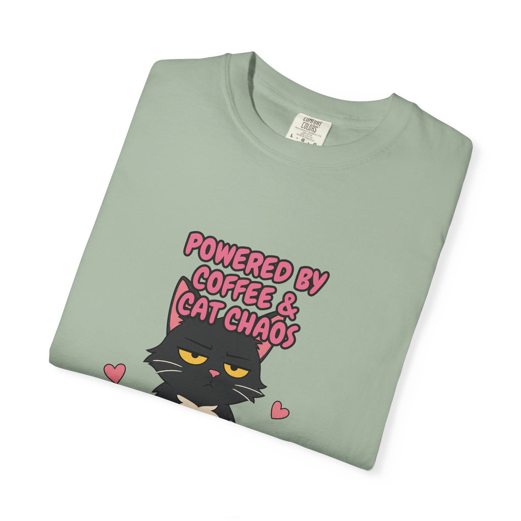 Powered By Coffee and Cat Chaos Shirt, Funny Cat Mom Coffee Tee, Cat Lover Gift, Cat Owner Sweatshirt