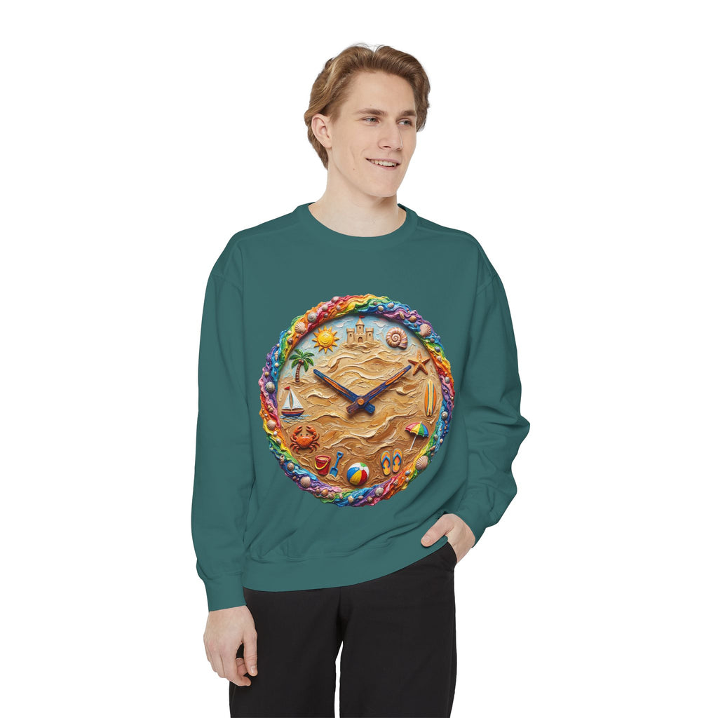 Beach Clock Shirt, Dreamy Coastal Art Tee, Surreal Beach Lover Gift, Summer Ocean Sweatshirt