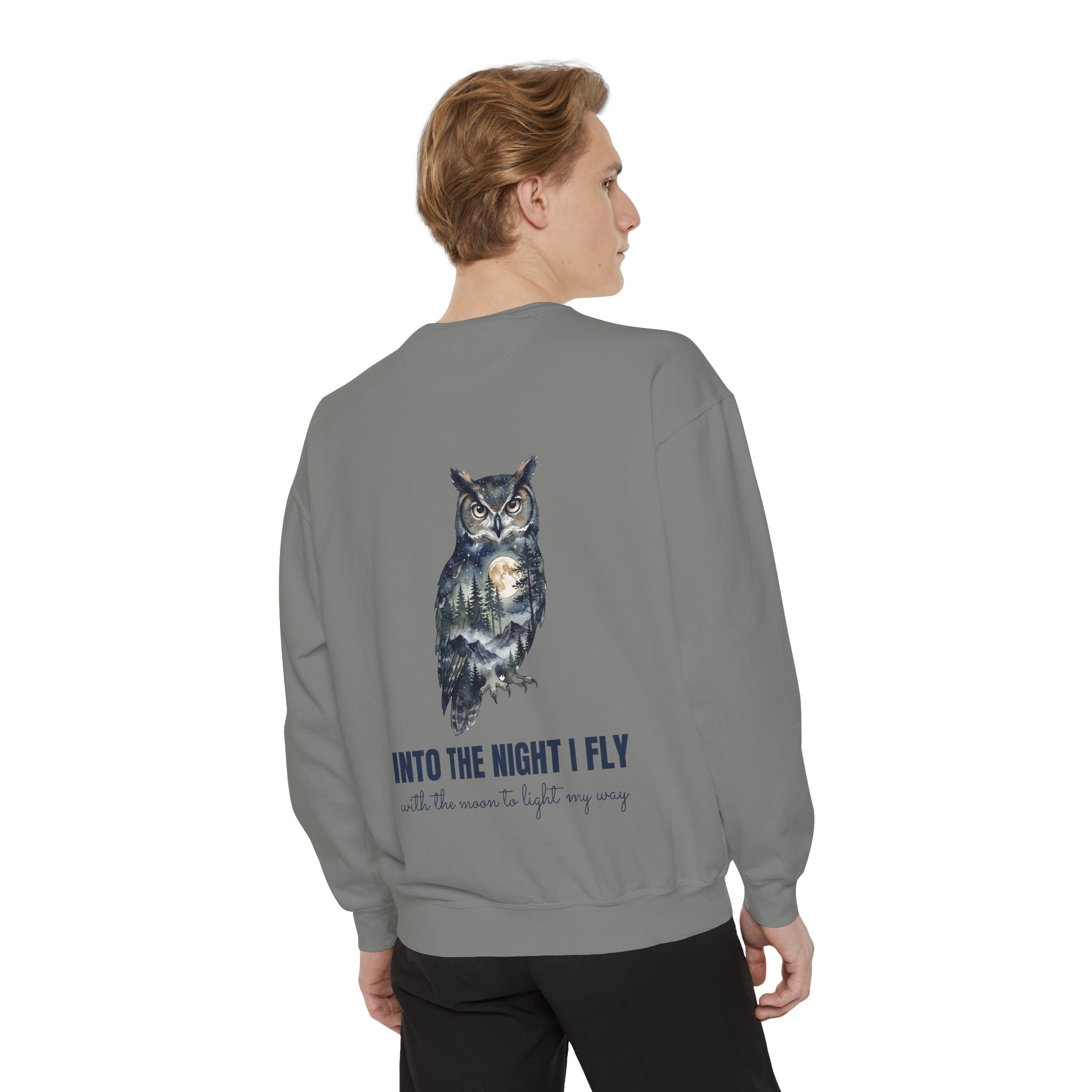 Into the Night I Fly Shirt, Owl Double Exposure Tee, Starlit Forest Nature Lover Gift, Woodland Wildlife Sweatshirt