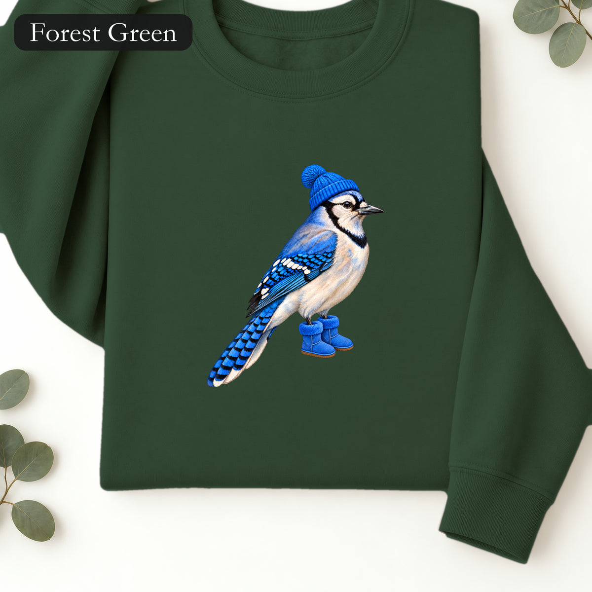 Blue Jay Illustration Crewneck Sweatshirt | Bird Graphic, Nature Theme