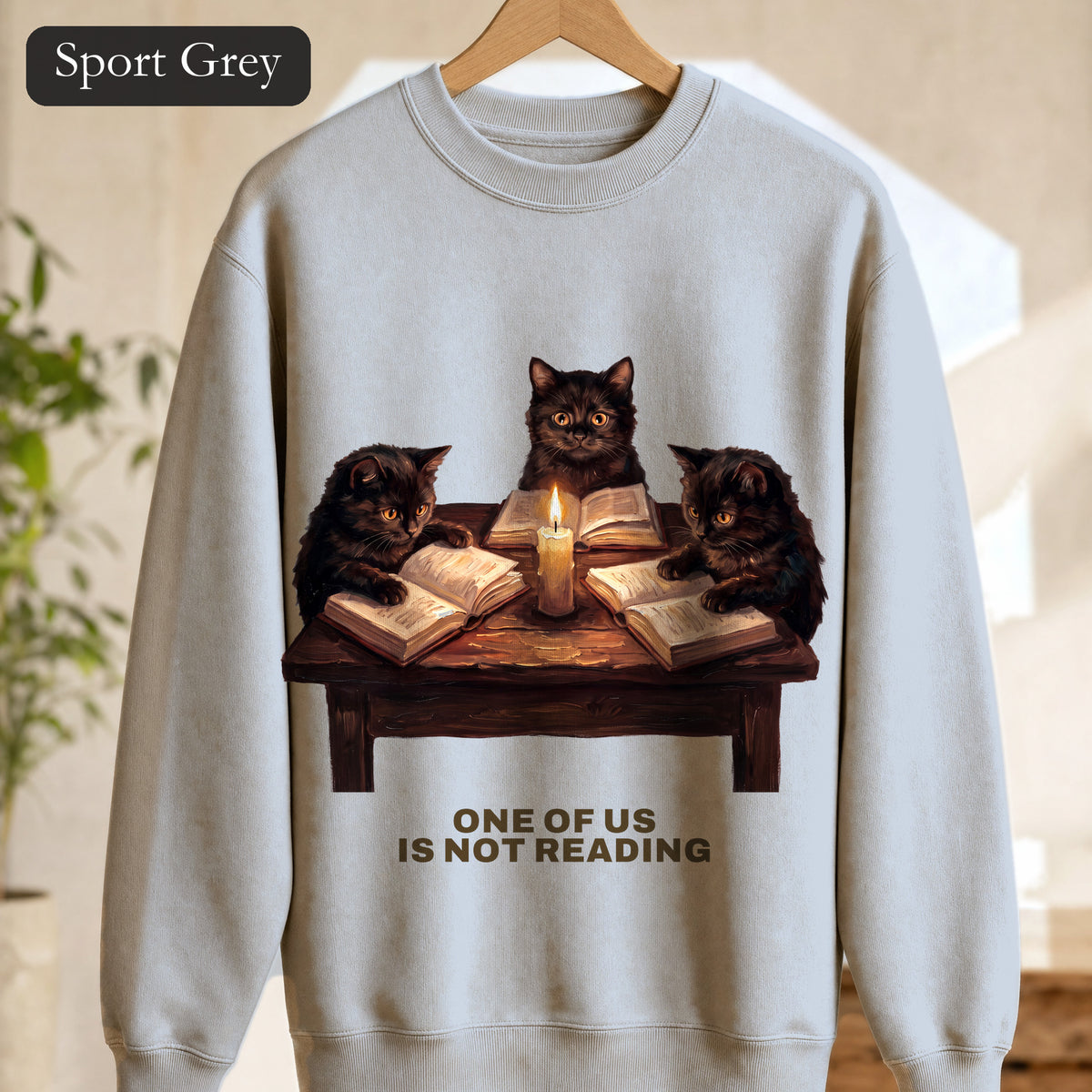 Book Club Cats Sweatshirt, One Of Us Is Not Reading Crewneck, Funny Book Club Group Sweatshirt, Reader Cat Lover Gift