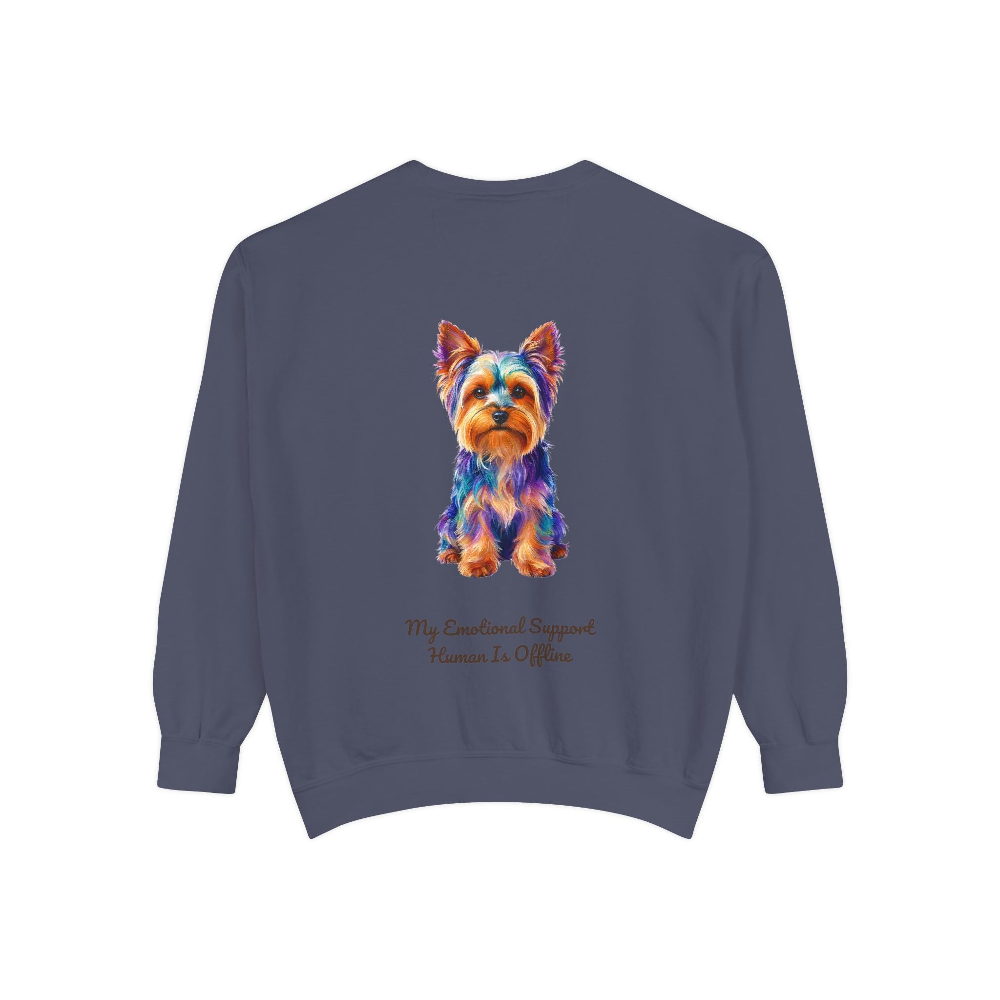 Yorkie Shirt, My Emotional Support Human Is Offline Tee, Funny Yorkshire Terrier Dog Mom Gift, Dog Lover Sweatshirt