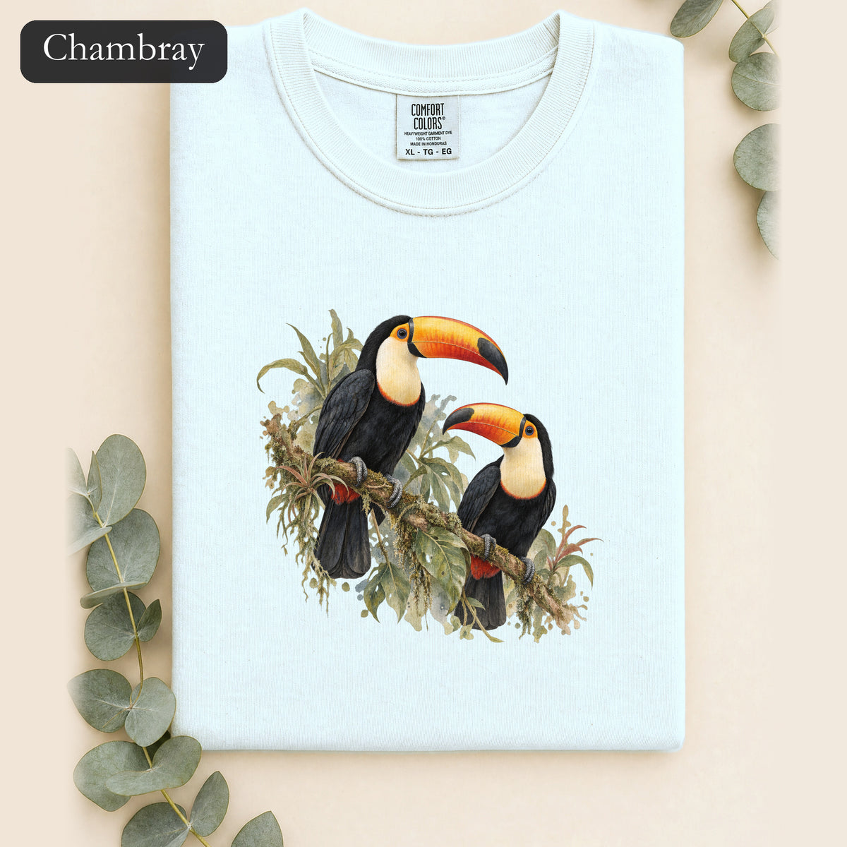 Toucan Pair Tropical Bird Shirt | Botanical Illustration
