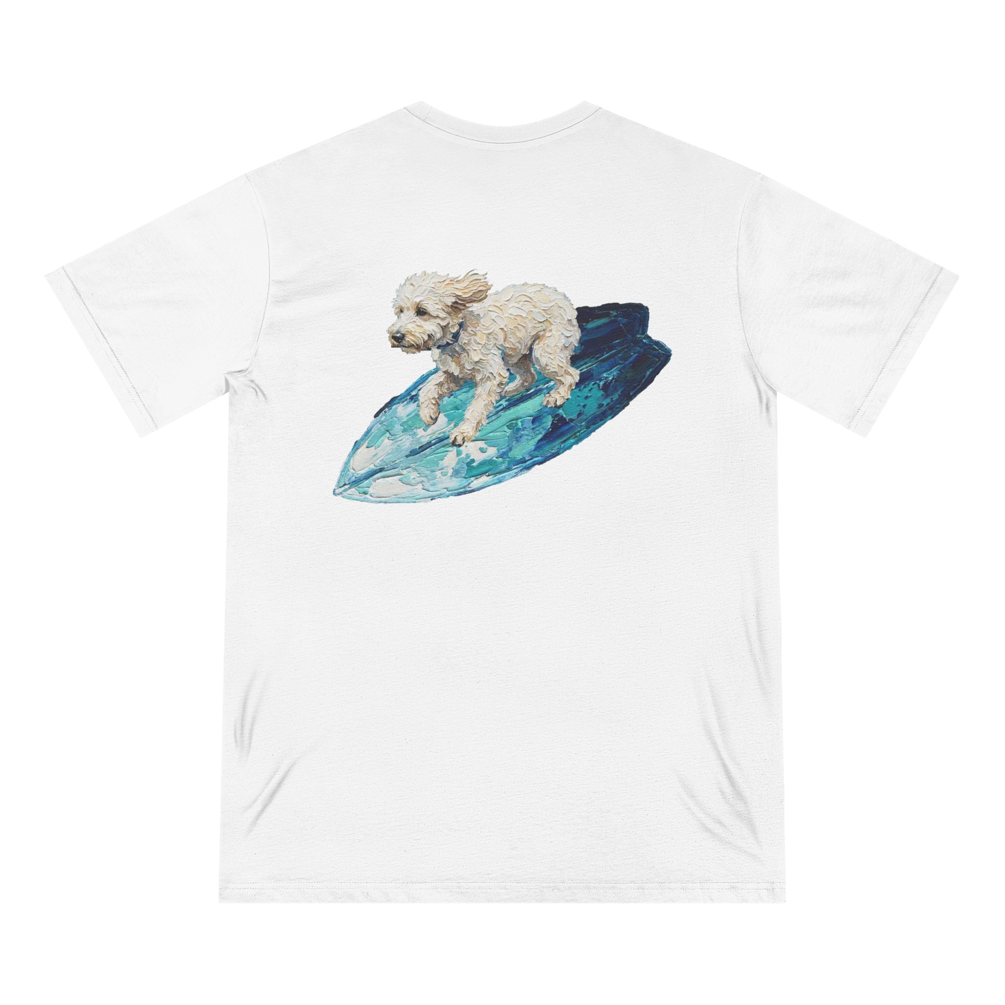 Organic Cotton Surfing Dog T-Shirt — Funny Beach Dog Tee