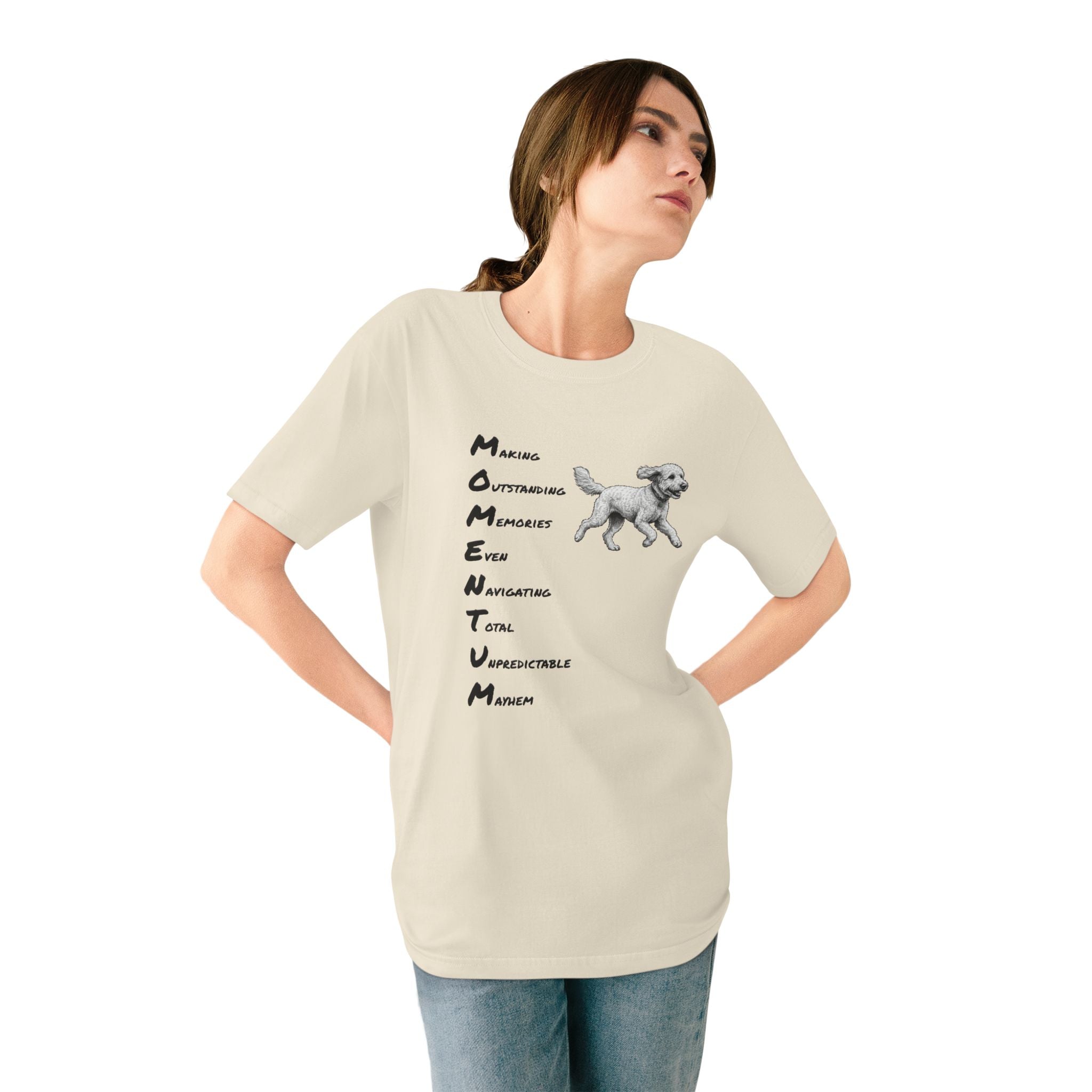 Organic Cotton Momentum Dog T-Shirt — Running Goldendoodle Tee