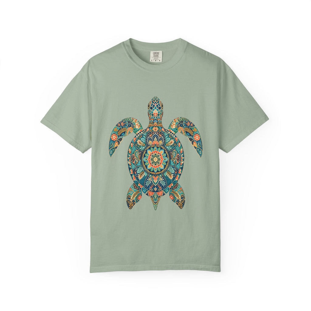 Boho Sea Turtle Shirt, Folk Art Turtle Tee, Japanese Pattern Ocean Lover Gift, Vintage Floral Turtle Sweatshirt