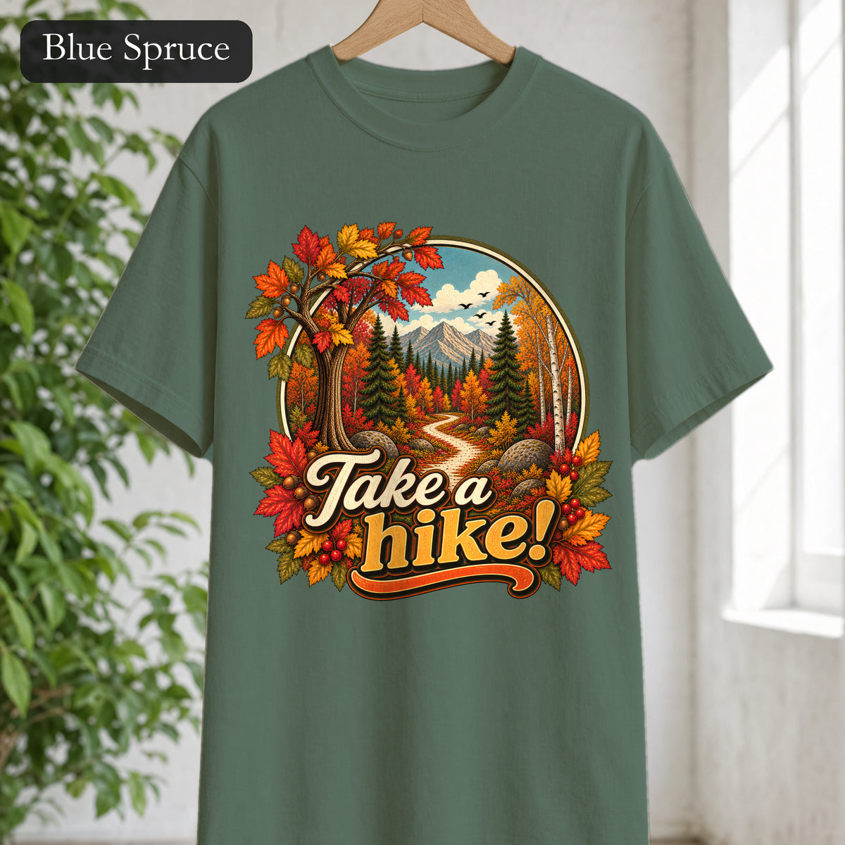 Take a Hike! retro mountain scene Shirt | autumn hiking design
