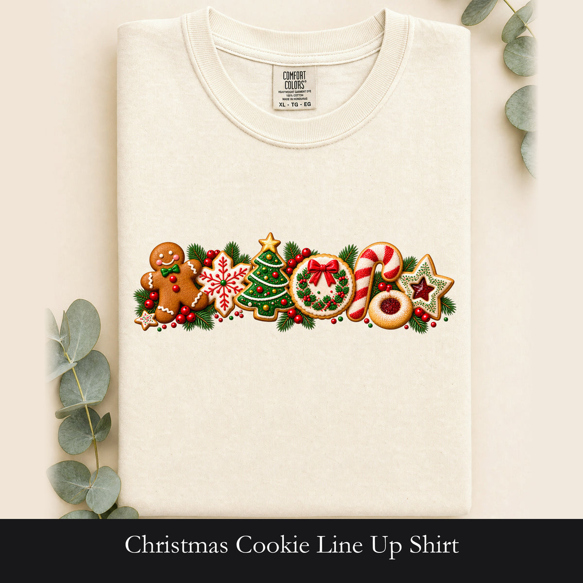 Christmas Cookie Line Up Shirt | Gingerbread Tree Candy Cane Ornament