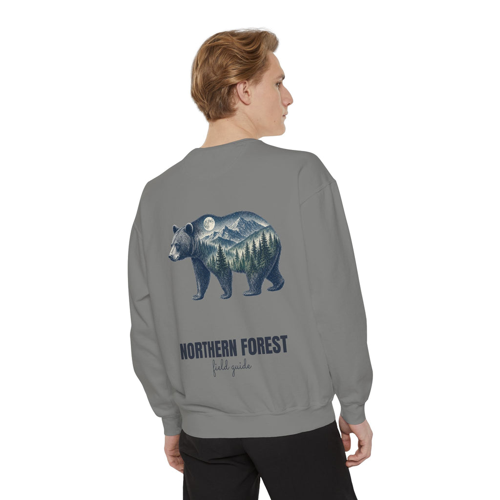 Northern Forest Field Guide Shirt, Black Bear Double Exposure Tee, Woodland Wildlife Camping Gift, Nature Lover Sweatshirt