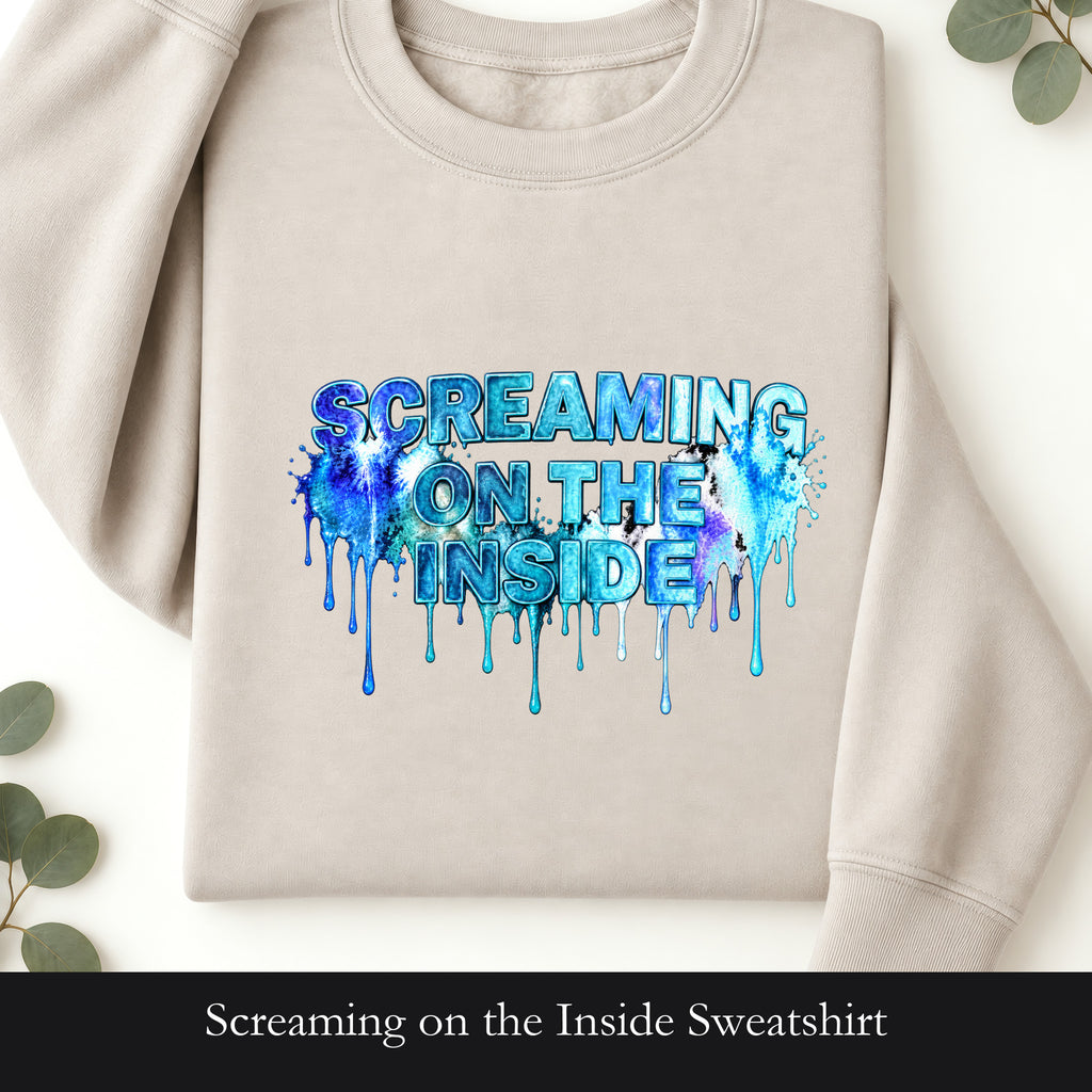 Screaming on the Inside Sweatshirt, Funny Anxiety Crewneck, Sarcastic Mental Health Sweatshirt, Introvert Dark Humor Gift