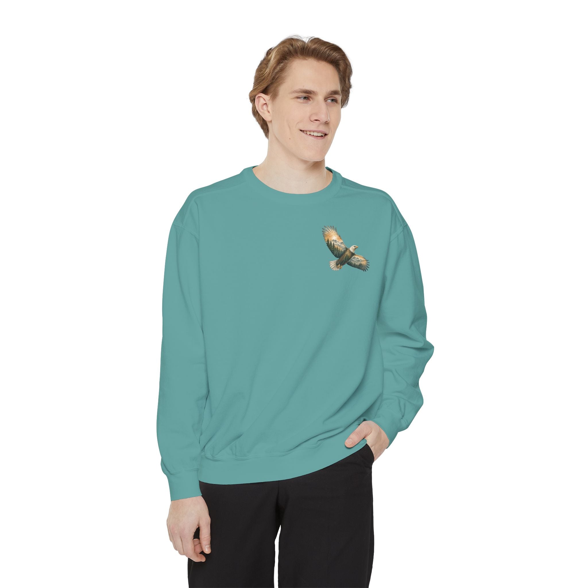Into the Heights I Rise Shirt, Eagle Double Exposure Tee, Mountain Wilderness Adventure Gift, Woodland Nature Sweatshirt