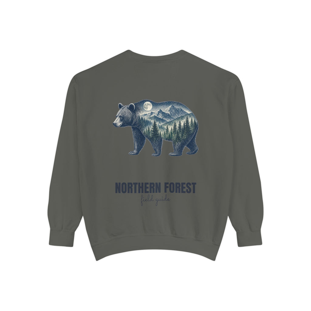 Northern Forest Field Guide Shirt, Black Bear Double Exposure Tee, Woodland Wildlife Camping Gift, Nature Lover Sweatshirt