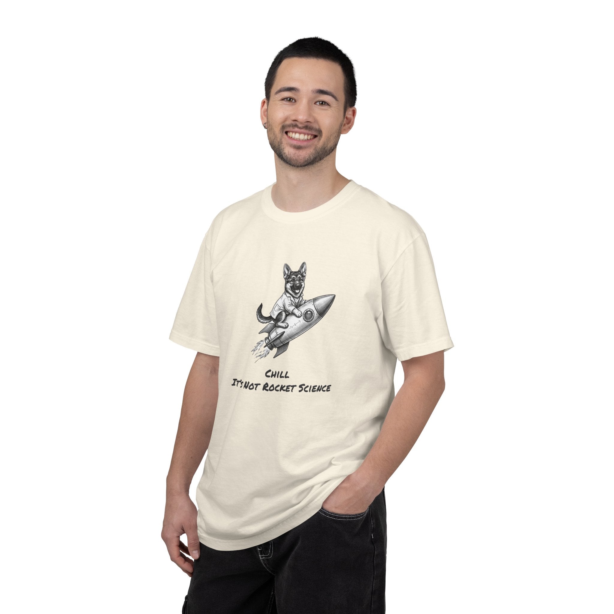 Dog on Rocket T-Shirt — Chill, It's Not Rocket Science